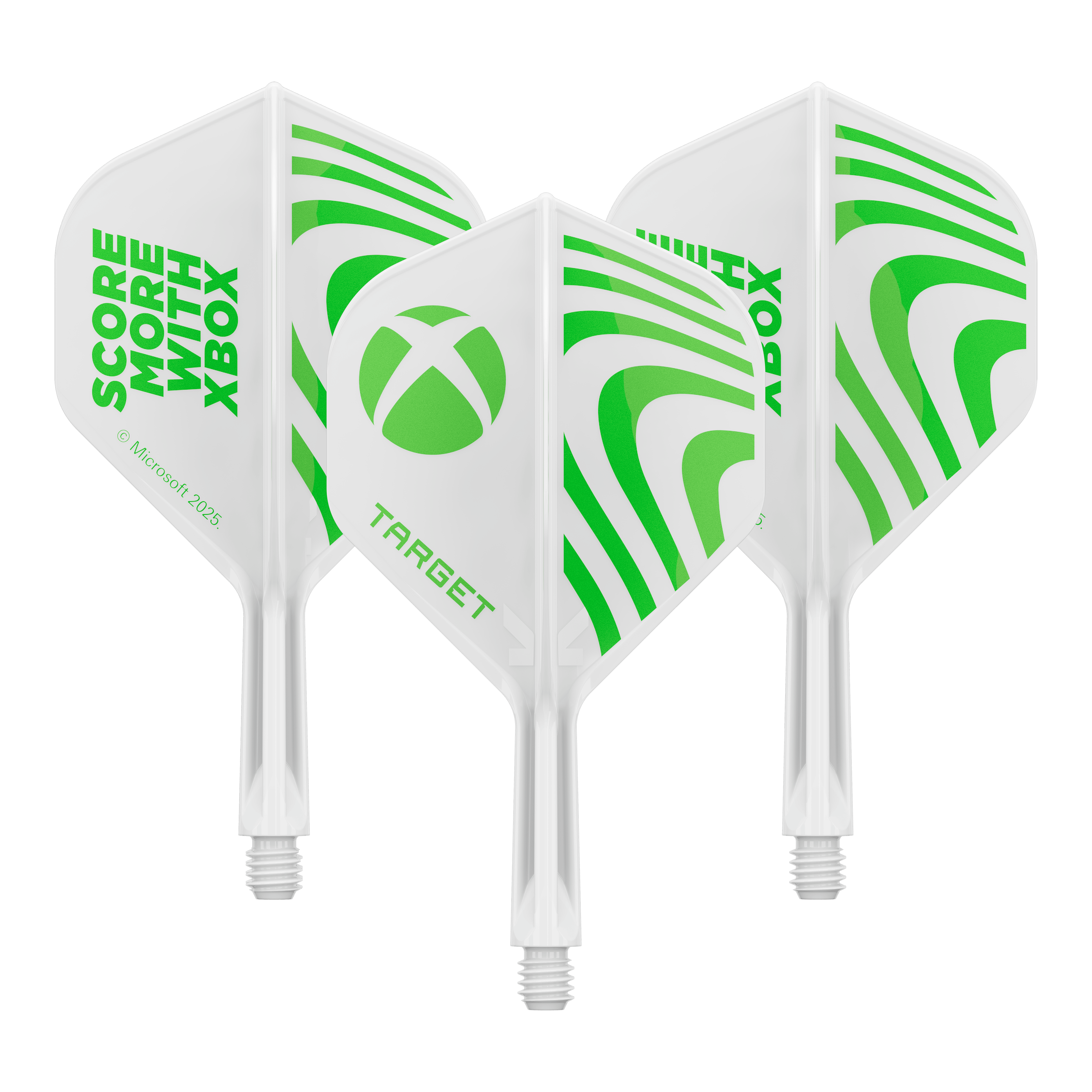 Standardní letky Target Xbox K-Flex No2 - bílé Zu sehen ist ein Dart Flight Set mit dem Dateinamen 410610_Target_Xbox_KFlex_No2_Standard_Flights_19mm_1Set. Das Set enthält mehrere Standard Flights.