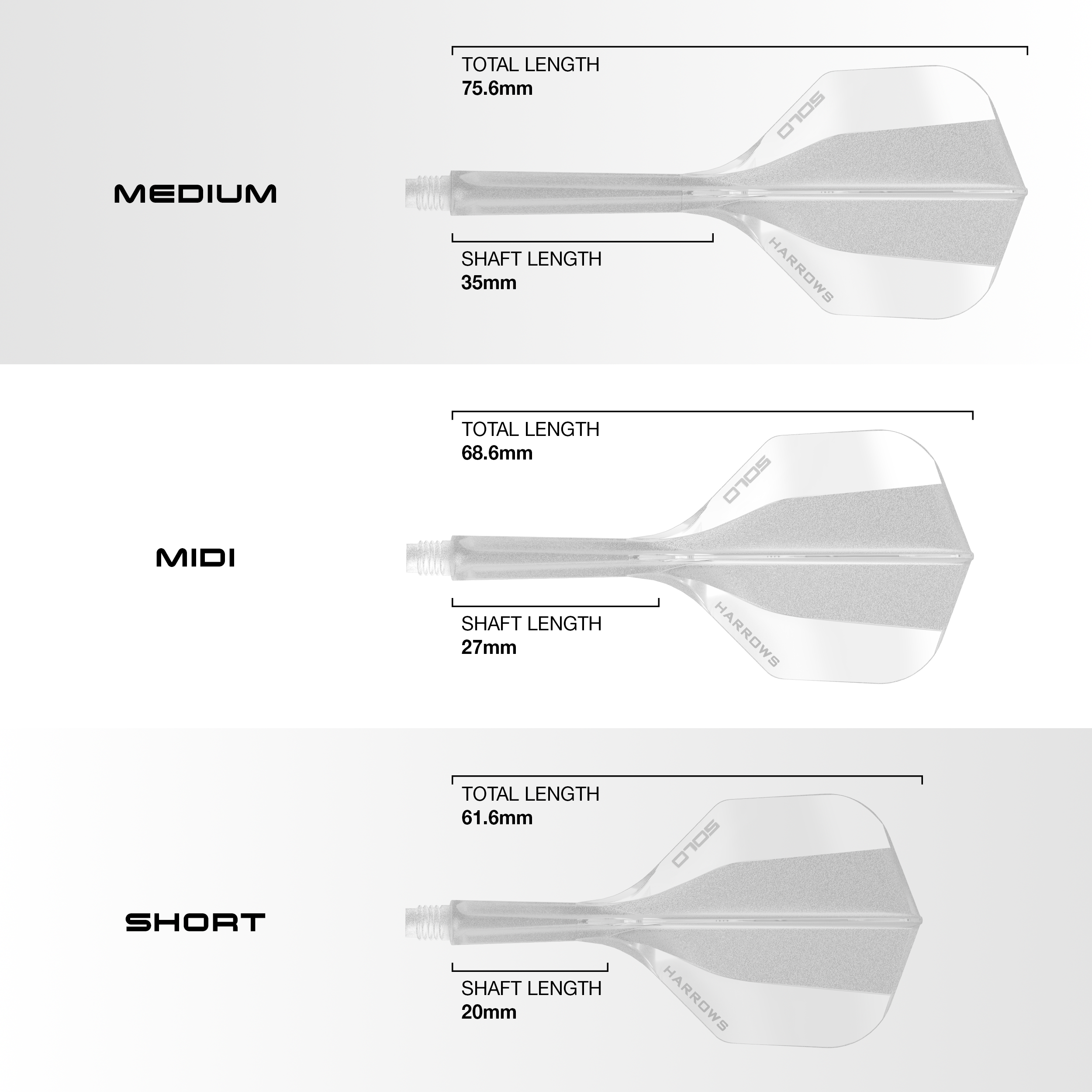 Systém letákové hřídele Harrows Solo No6 - čirý Abgebildet ist das Harrows Solo No6 Flight-Shaft-System in transparenter Optik. Das Bild präsentiert die stabile Verarbeitung des Produkts.