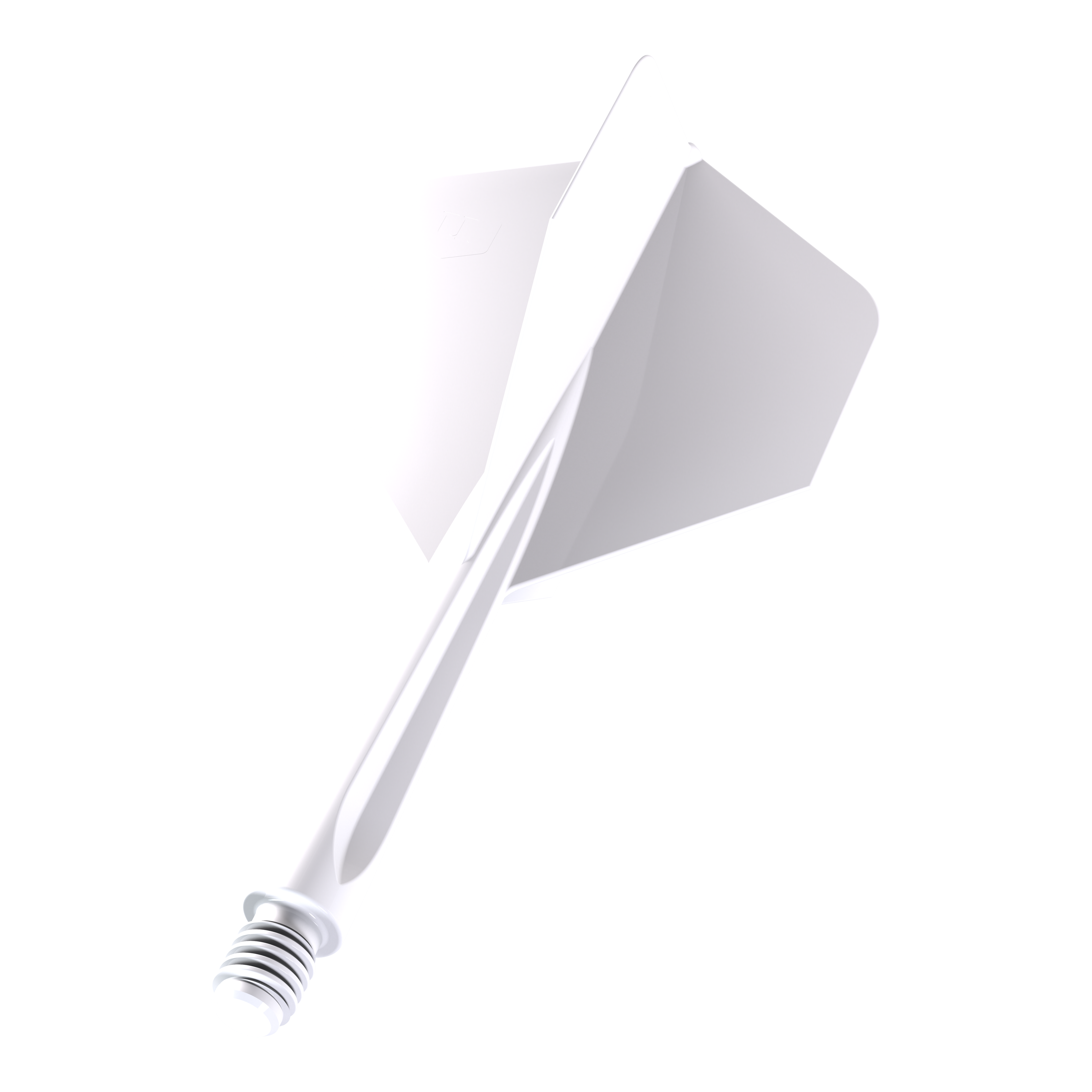 Unicorn Forge All In One Plus No2 Standard Flights Weiß - Medium Das Bild zeigt ein weißes Dartflight-Set des Modells "Unicorn Forge All In One Plus No2 Standard Flights" in der Größe Medium. Es besteht aus einem integrierten Schaft und Flight und ist komplett in Weiß gehalten.