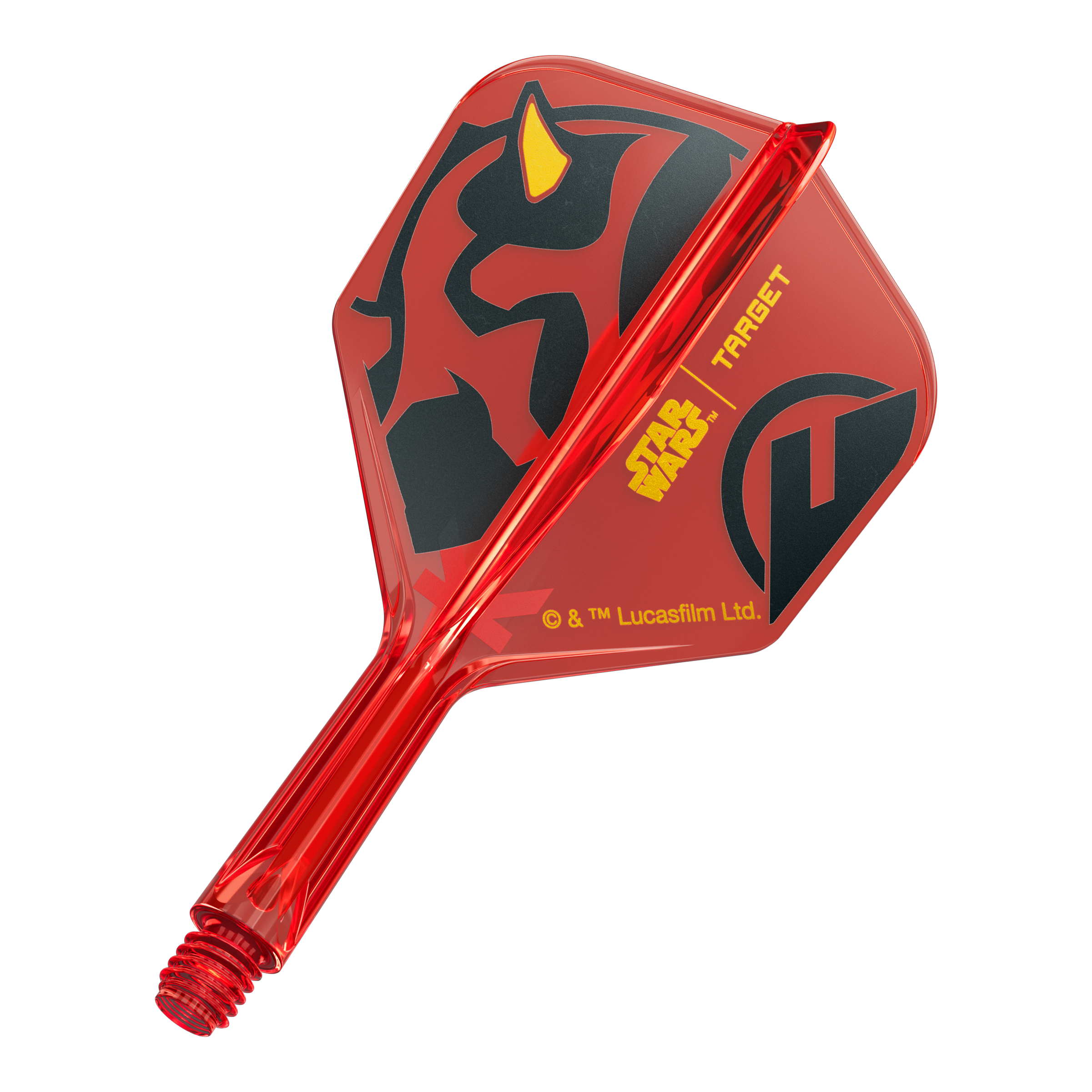 Target Star Wars K-Flex Darth Maul č. 6 lety Ein Bild eines Dartflugs, basierend auf dem Dateinamen '410520_Target_StarWars_KFlex_DarthMaul_No6_Flights_Short_19mm_1'. Das Produkt zeigt ein Star Wars Motiv im Darth Maul Design.