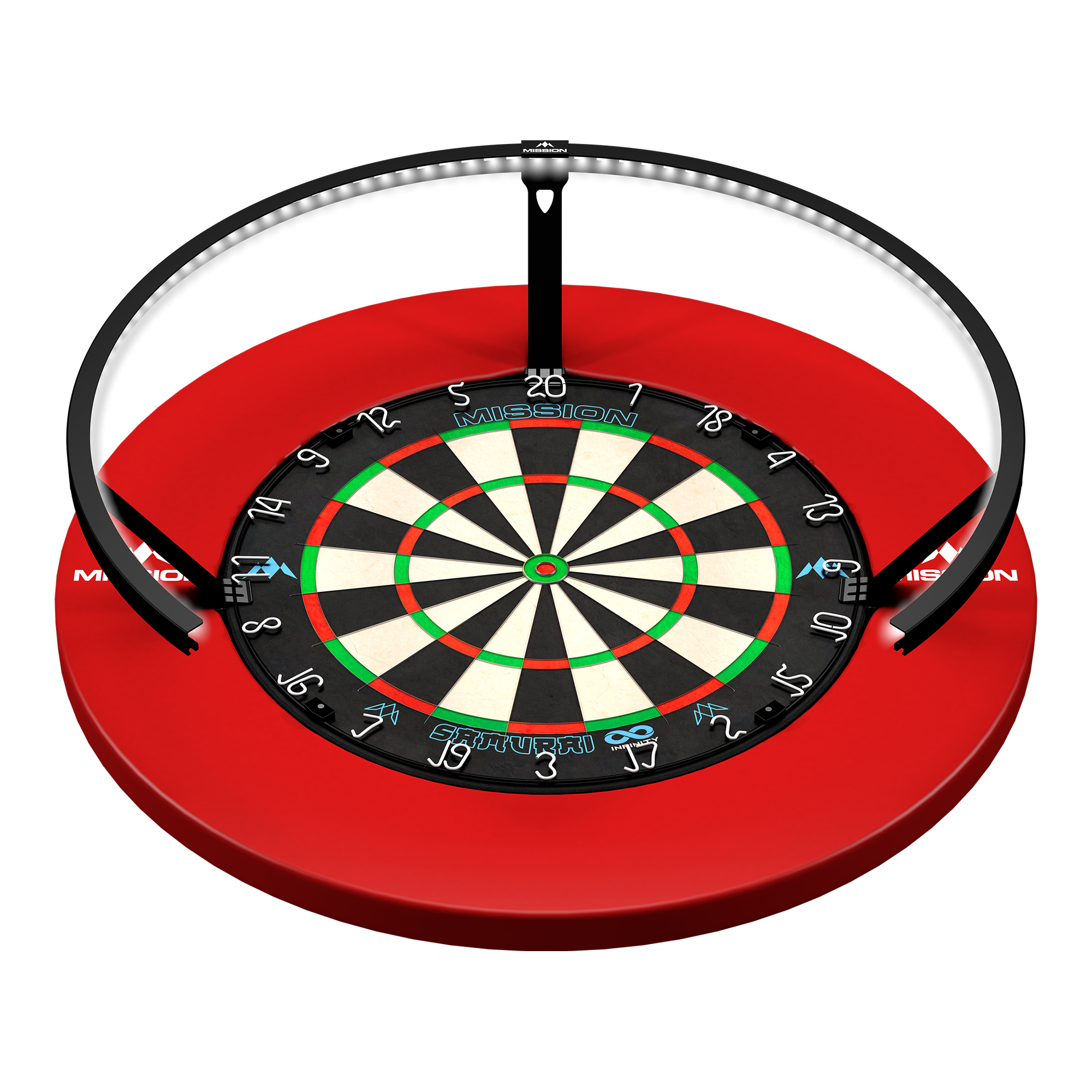LED osvětlení terče Mission Torus 270 - černé Abgebildet ist die Mission Torus 270 LED Dartboard Beleuchtung in Schwarz. Die Beleuchtung sorgt für optimale Ausleuchtung des Dartboards.