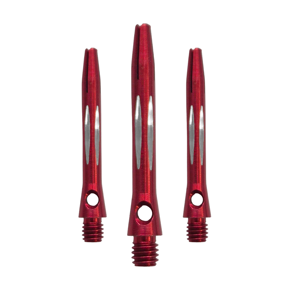 Hliníkové hřídele řezané diamantem - červené - 35 mm Hier sieht man den Diamond Cut Aluminium Shafts - Rot - 35mm als Set. Es sind mehrere rote Aluminium-Dartschäfte mit Diamantschliff im Set enthalten.