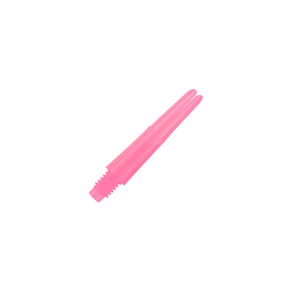 Das Bild zeigt einen geraden, pinkfarbenen Dart-Schaft. Der Schaft hat ein Schraubgewinde an einem Ende und ist vollständig einfarbig.