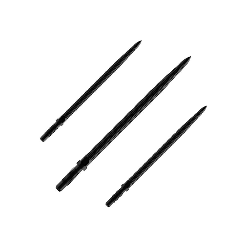 Špičky šipek Bulls NL Convertible Point - Micro Grip - černé Abgebildet ist ein Produkt mit dem Namen BU57705_BullsNL_Convertible_Points_MicroGrip_Schwarz_36mm_1Set. Es handelt sich um schwarze umwandelbare Dartspitzen mit MicroGrip in 36 mm Länge.