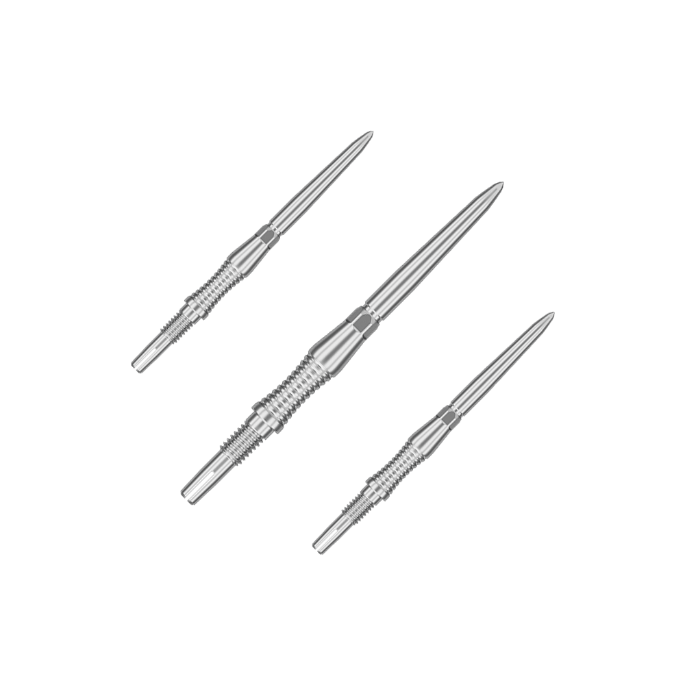 Špičky na šipky Target Swiss Point Signature RST - stříbrné Das Bild zeigt ein Produkt mit dem Dateinamen 340300_Target_Swiss_Point_Dartspitzen_Signature_RST_Silber_30mm_1Set. Es scheint sich um ein Set silberner Dartspitzen mit 30 mm Länge zu handeln.