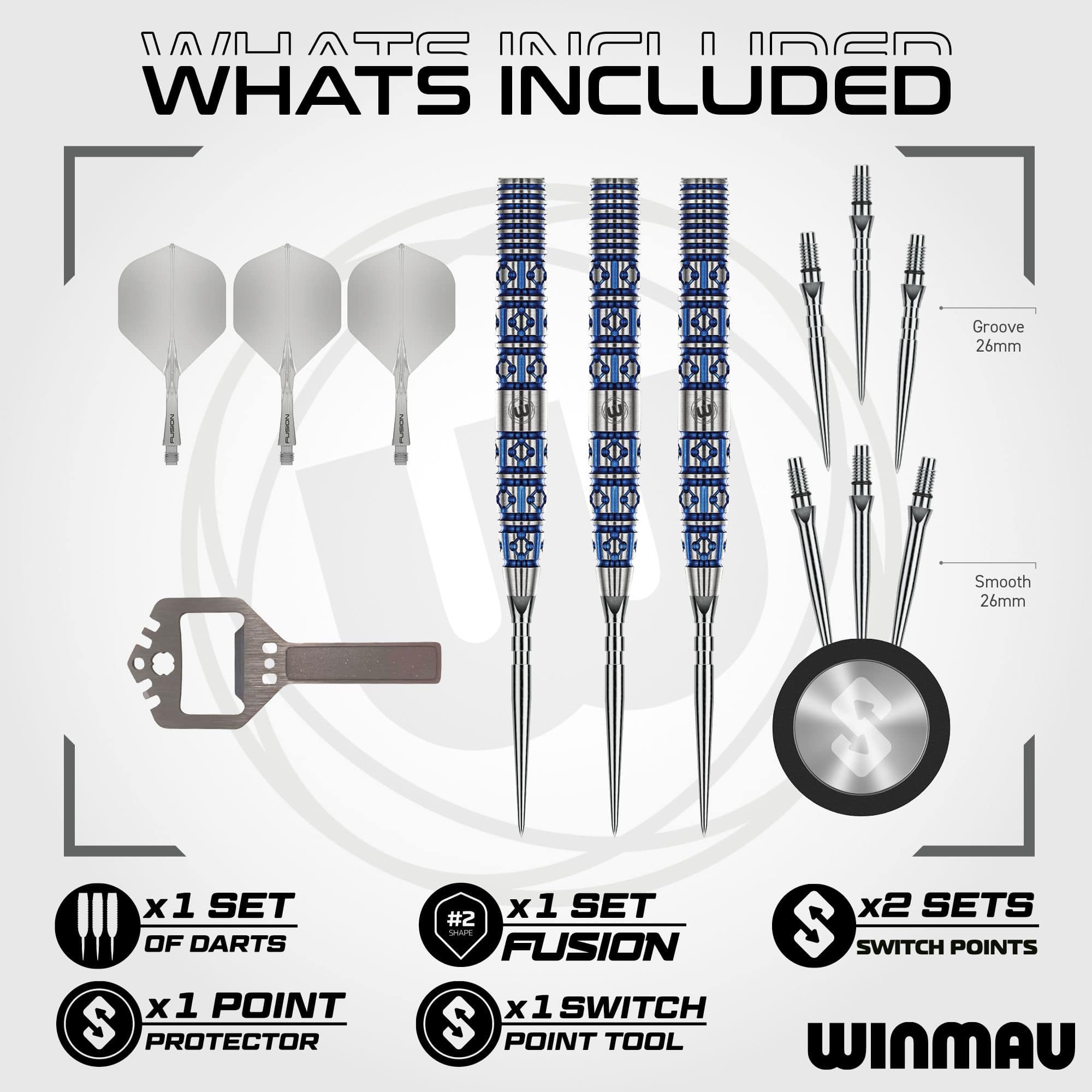 Steeldarts Winmau Lunaris Tapered Switch Point Hier sind Winmau Lunaris Tapered Switch Point Steeldarts abgebildet. Die Darts besitzen eine besondere Form für präzise Würfe.