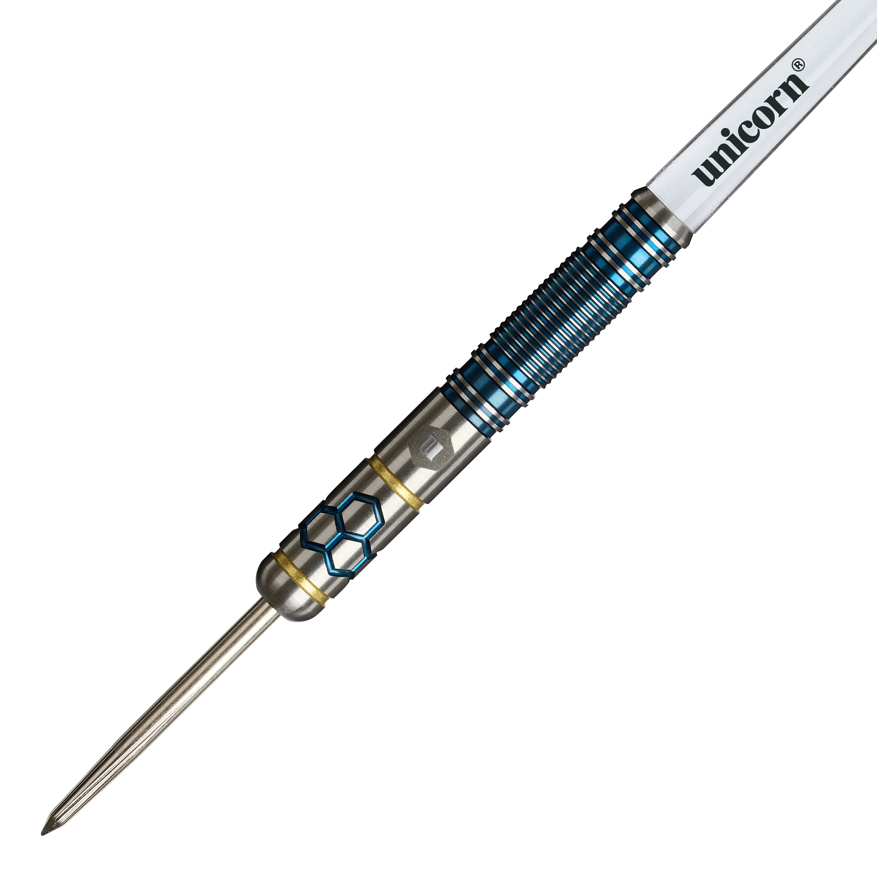 Ocelové šipky Unicorn Hexium Style 02 Modré a zlaté Hier sind die Unicorn Hexium Style 02 Blue & Gold Steeldarts zu sehen. Das Produkt überzeugt durch sein modernes Design.
