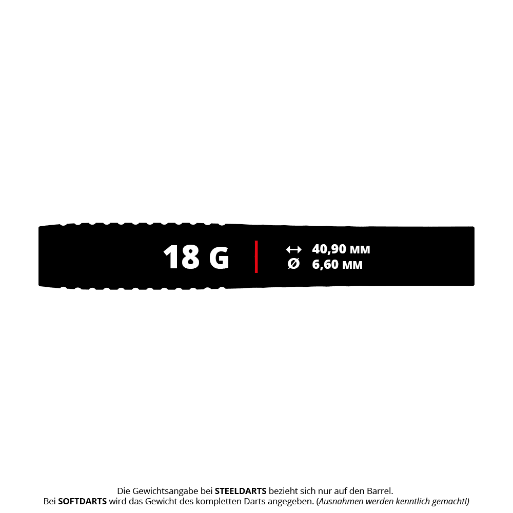 Šipky Target Stephen Bunting GEN5 Void Soft - 18g Das Bild zeigt die Target Stephen Bunting GEN5 Void Softdarts mit 18 Gramm Gewicht. Die Darts sind für Softdartspiele konzipiert.