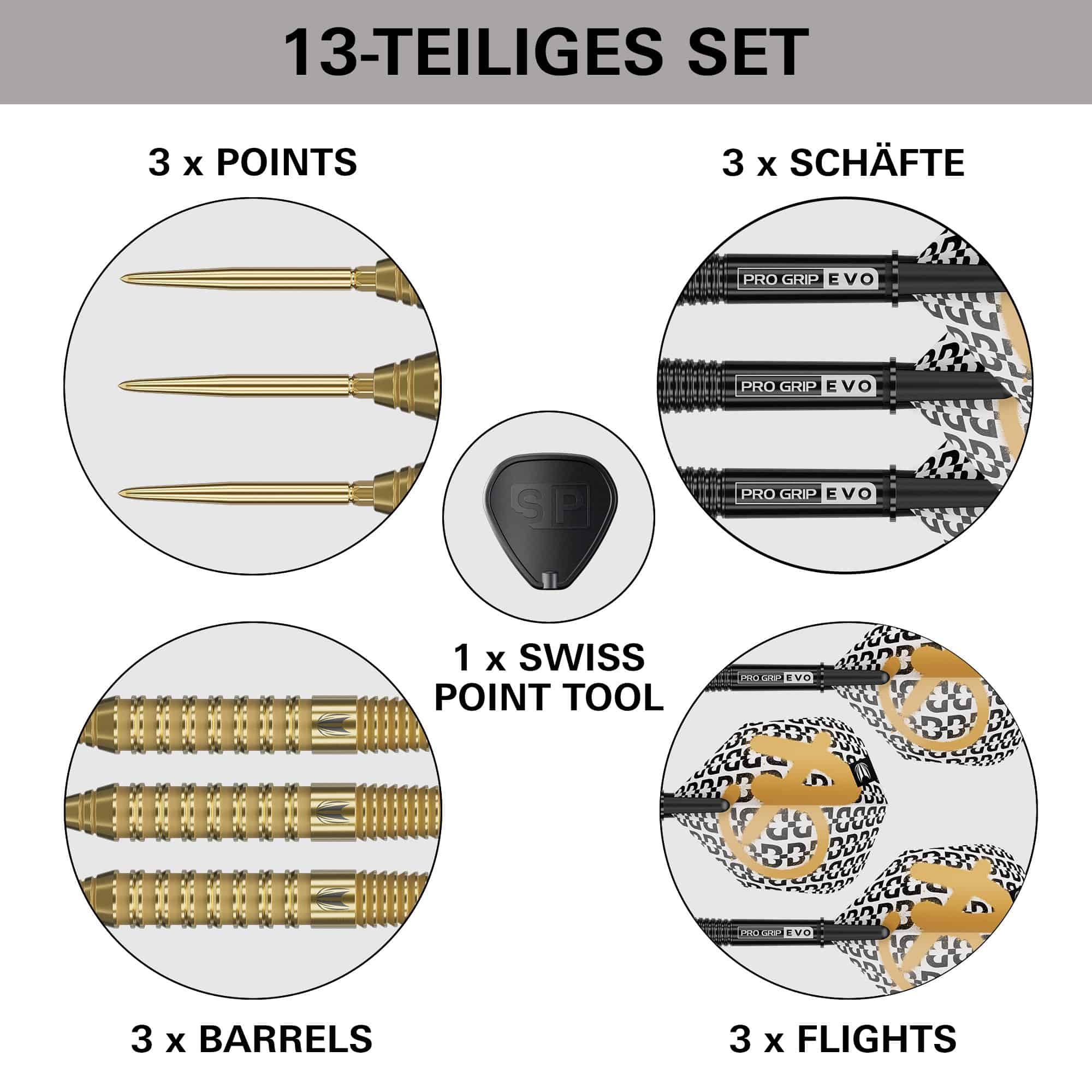 Ocelové šipky Target Bolide Envy 02 Swiss Point Das Bild zeigt Target Bolide Envy 02 Swiss Point Steeldarts. Dies sind professionelle Steeldarts, geeignet für ambitionierte Spieler.