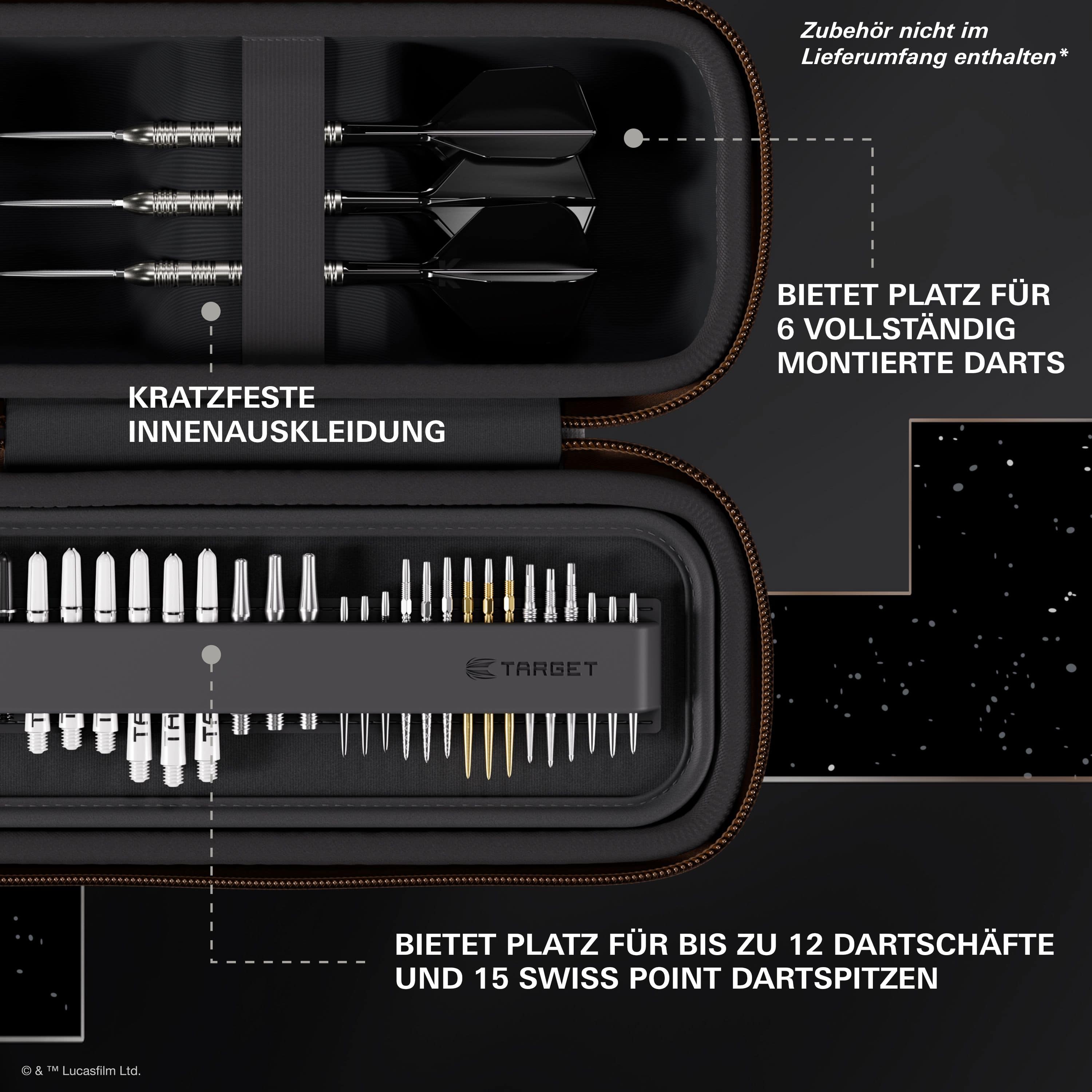 Dieses Bild zeigt das Target Star Wars Boa Dartcase - Mandalorian. Das Dartcase hat ein Motiv vom Mandalorianer aus Star Wars.