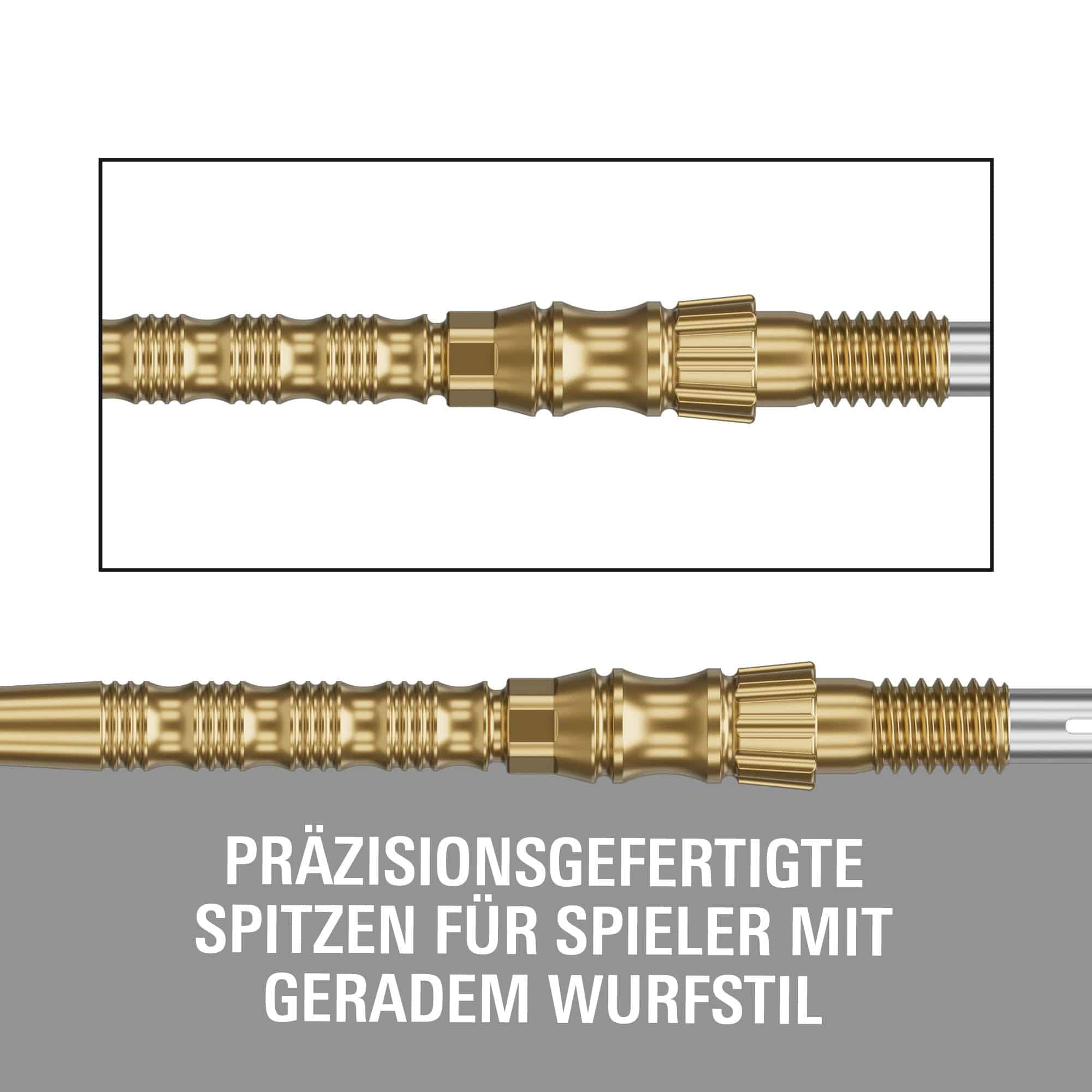 Ocelové hroty na šipky Target Signature Swiss Point TRB - zlaté Gezeigt werden Target Signature Swiss Point TRB Steeldartspitzen - Gold. Diese Dartspitzen haben eine goldene Farbe und sind für Steeldarts gedacht.