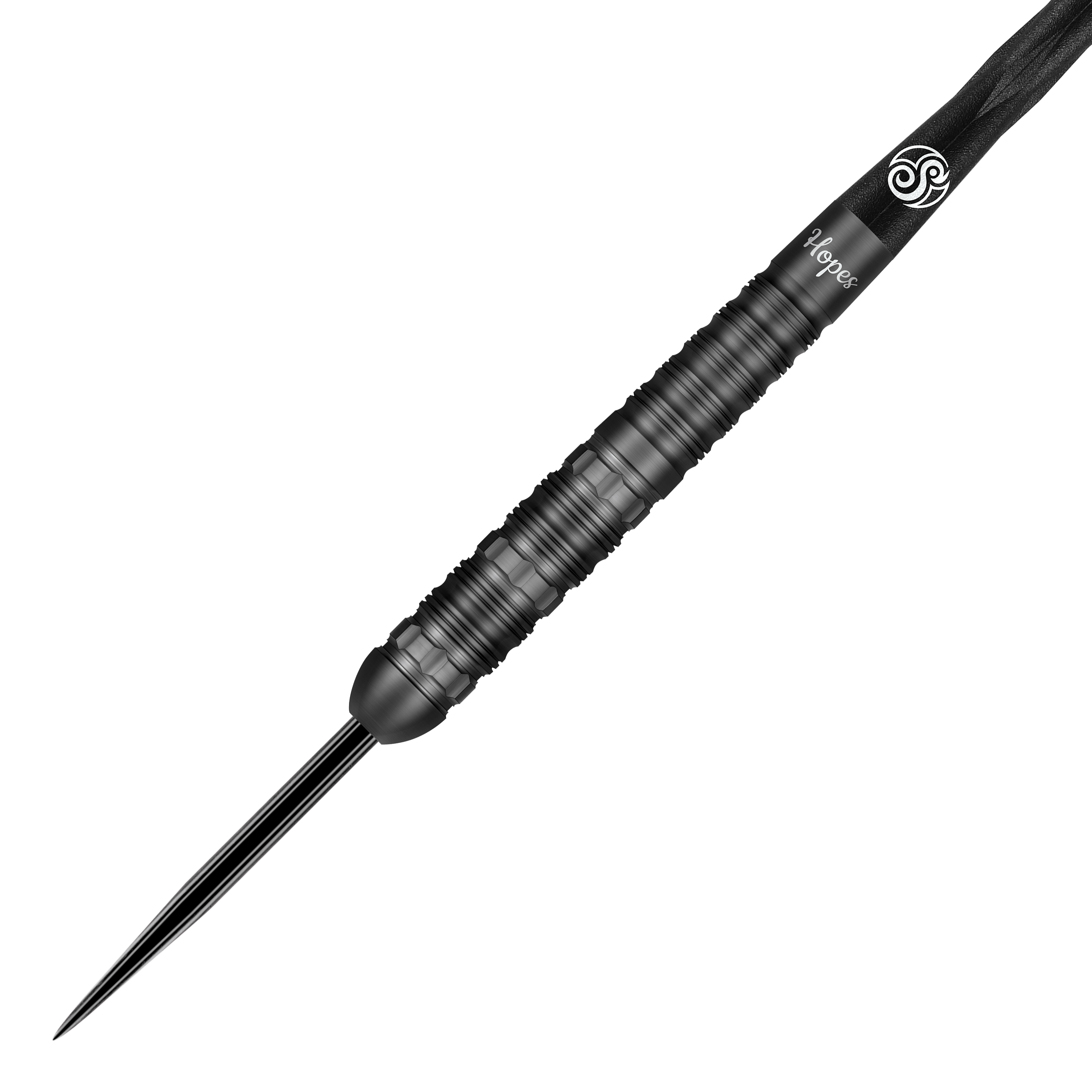 Šipky Shot Pro-Series Haupai Puha 2 ocelové - 24g Das Bild zeigt einen schwarzen Steeldart aus der Shot Pro-Series Haupai Puha 2 mit 24 Gramm Gewicht. Der Dartpfeil hat ein modernes, geriffeltes Design für besseren Halt.