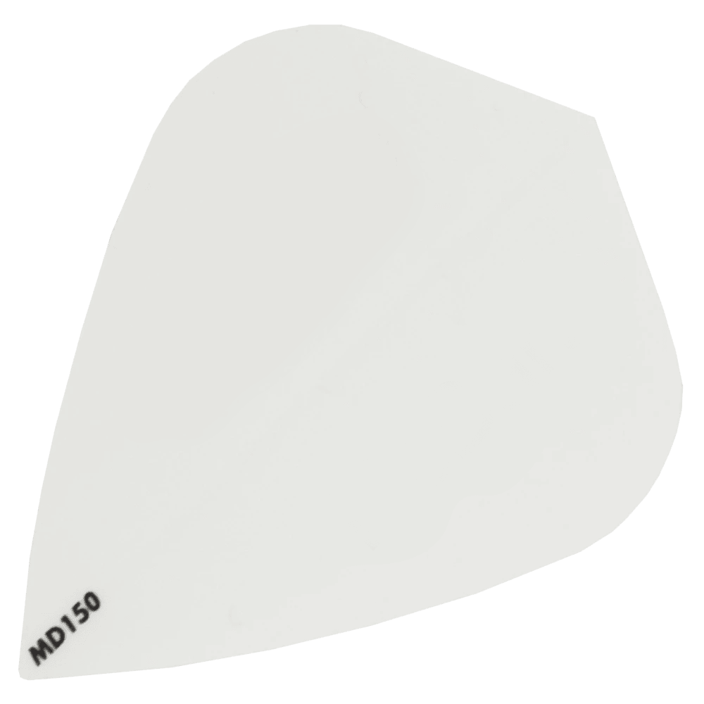 Das Bild zeigt das Produkt „McDart MD150 - Kite Flight“. Es handelt sich um ein weißes Dartflight mit der Aufschrift „MD150“ in einer Ecke.