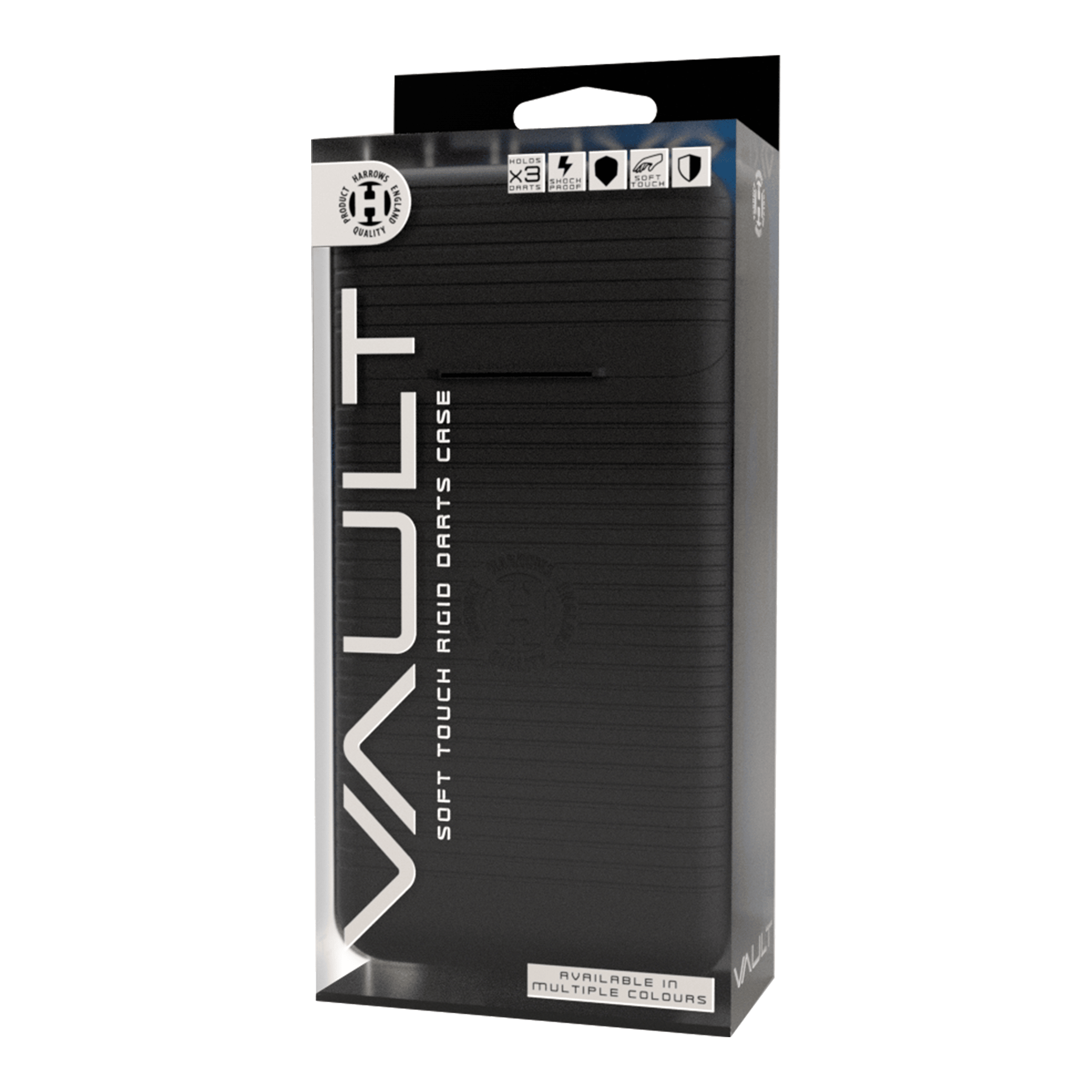 Pouzdro na šipky Harrows Vault Zu sehen ist das Harrows Vault Dartcase. Es handelt sich um ein robustes Etui zur sicheren Aufbewahrung von Darts.