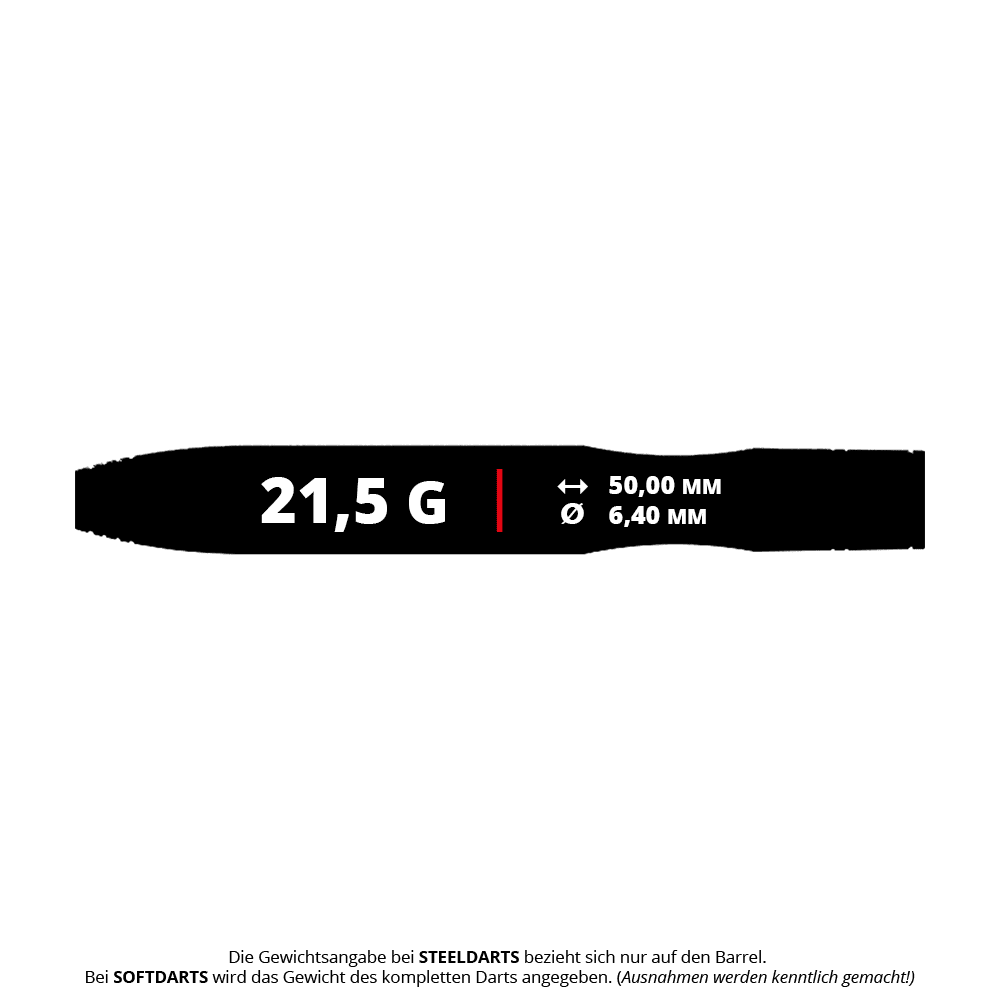 Gezeigt wird der Caliburn Chord C1 Steeldarts - 21,5g. Das Produkt ist auf dem Bild detailliert dargestellt.