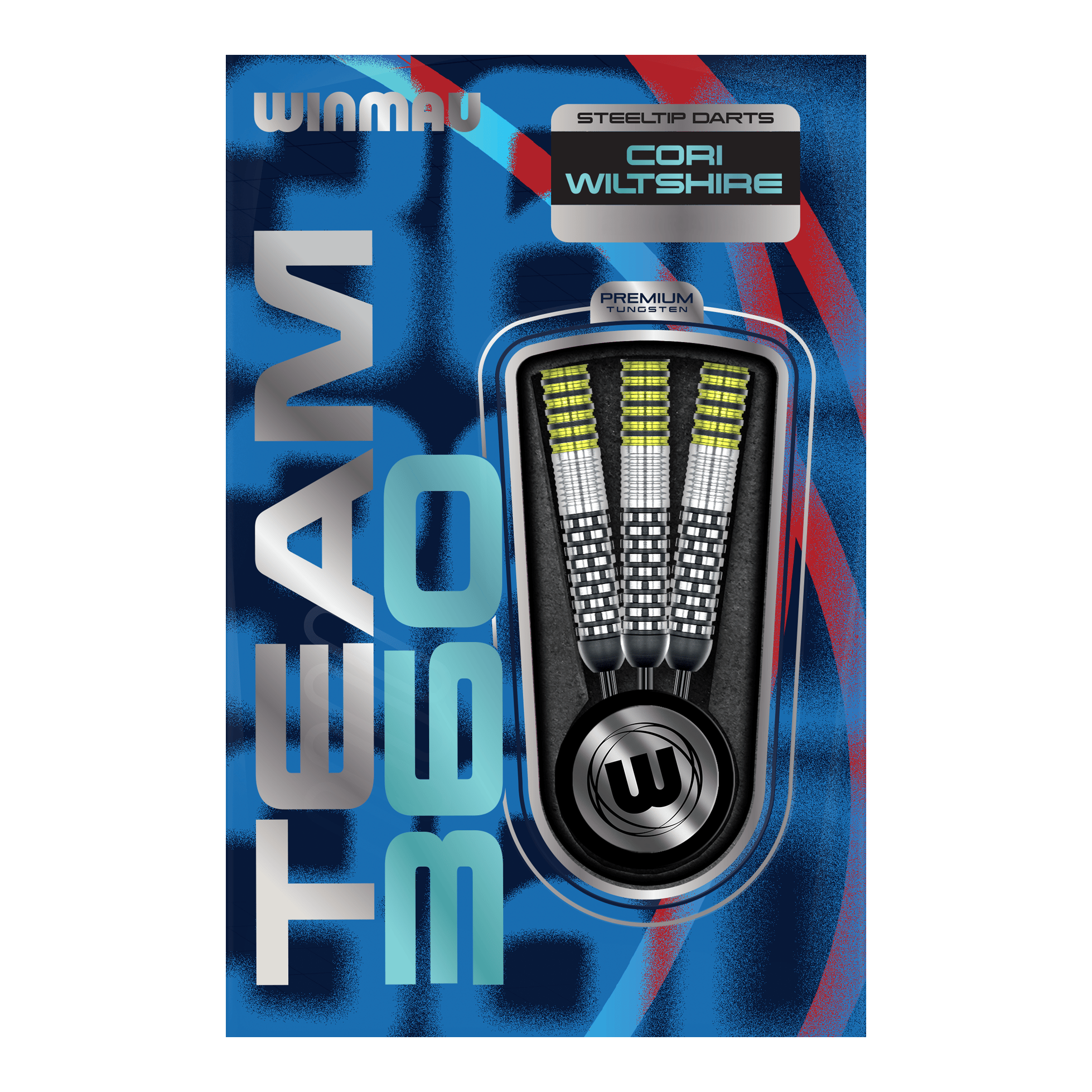 Šipky Winmau Team 360 Cori Wiltshire ocelové - 24g Gezeigt werden die Winmau Team 360 Cori Wiltshire Steeldarts, 24g schwer. Die Darts bieten hervorragende Kontrolle und Präzision beim Spielen.