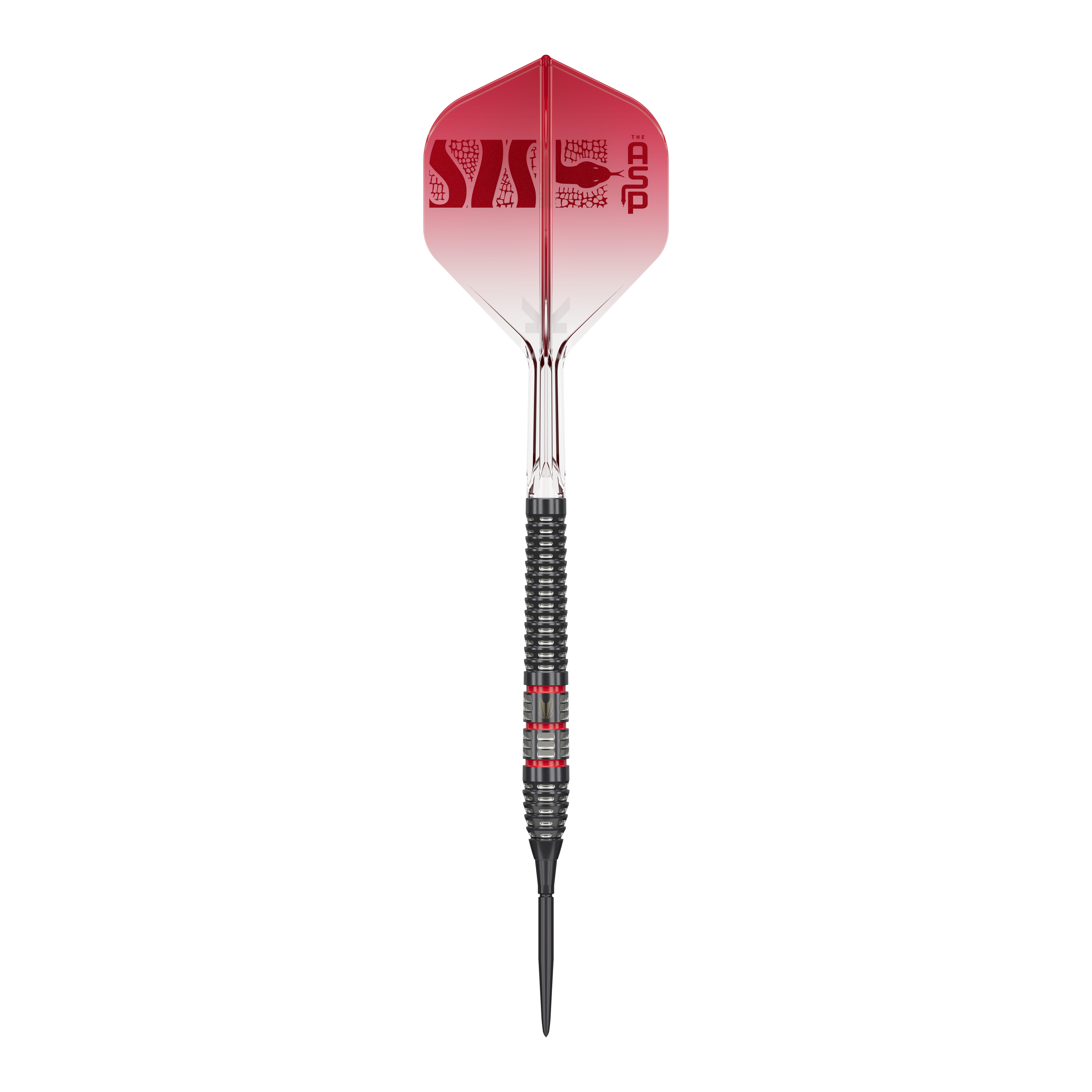 Foto von Target Nathan Aspinall 95K Swiss Point Steeldarts. Die Steeldarts sind aus einer bestimmten Perspektive zu sehen.