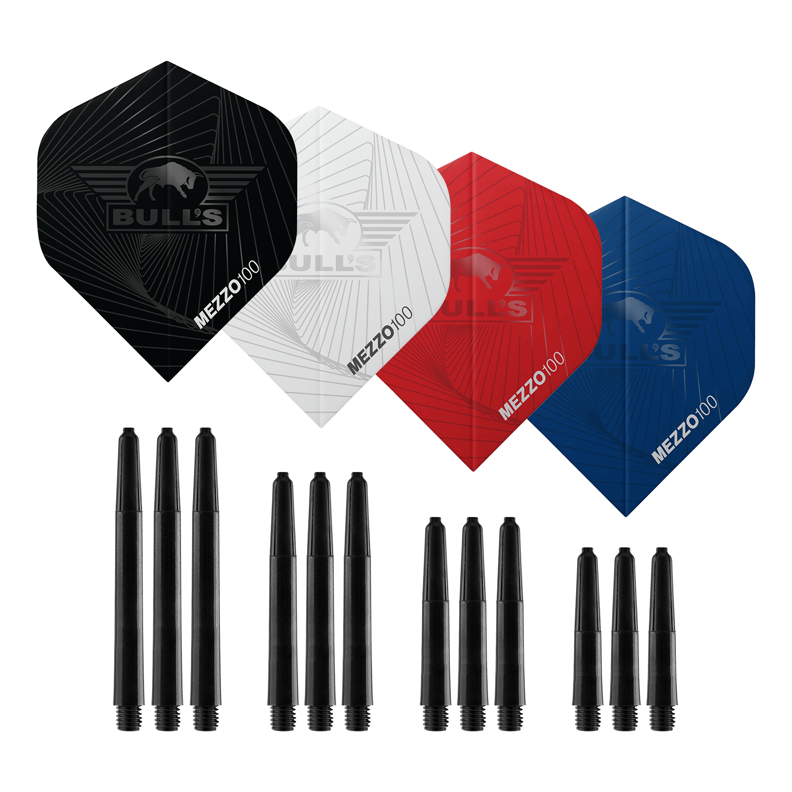 Bulls NL Bundle Of Steel - 4 sady mosazných ocelových šipek Hier sind die Bulls NL Bundle Of Steel - 4 Sets Brass Steeldarts zu sehen. Das Produkt besteht aus vier Sets Steeldarts aus Messing.