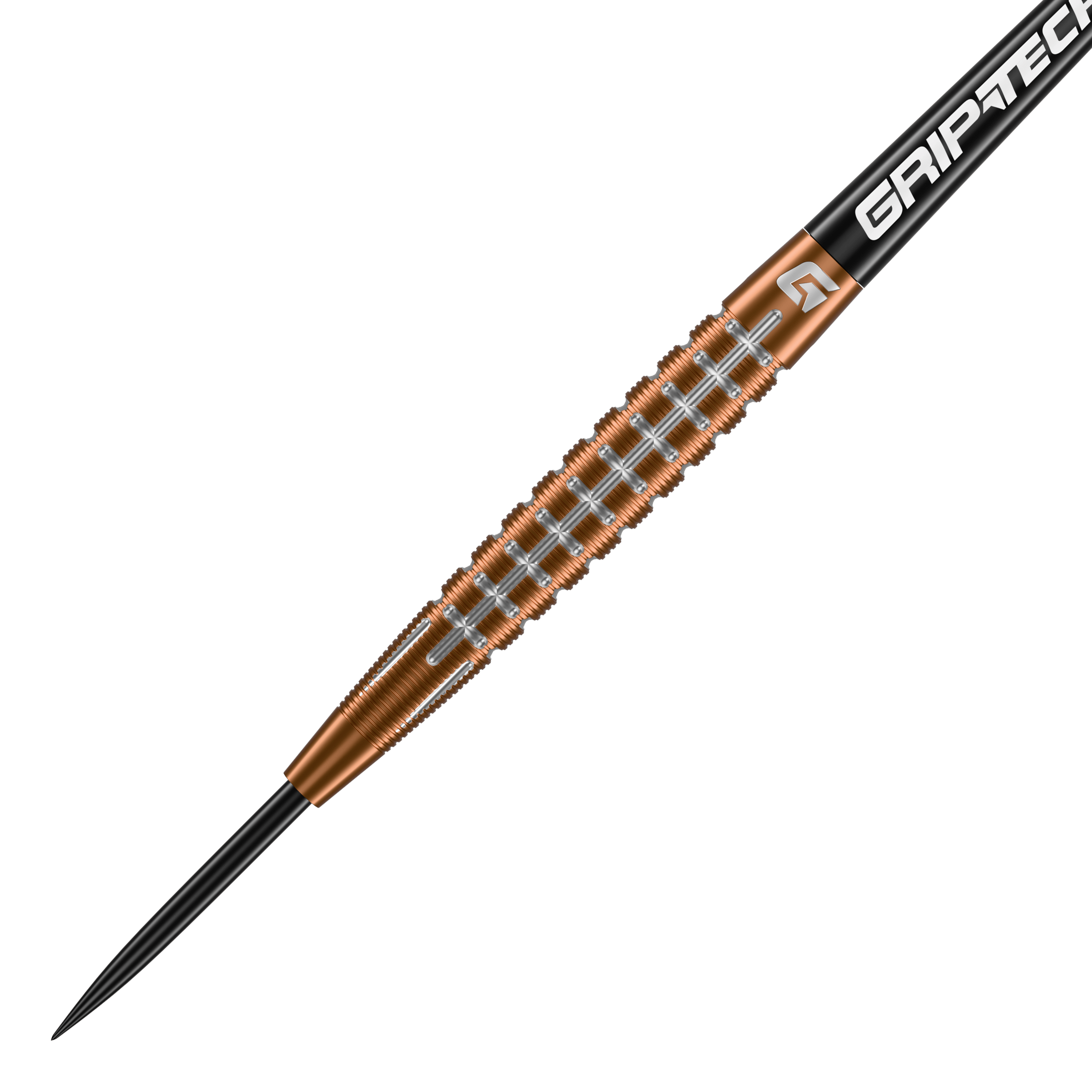 Šipky GOAT Quarterback V1 z wolframové oceli Das Bild zeigt einen GOAT Quarterback V1 Tungsten Steeldart. Der Dart hat einen goldenen, geriffelten Schaft und eine schwarze Spitze.