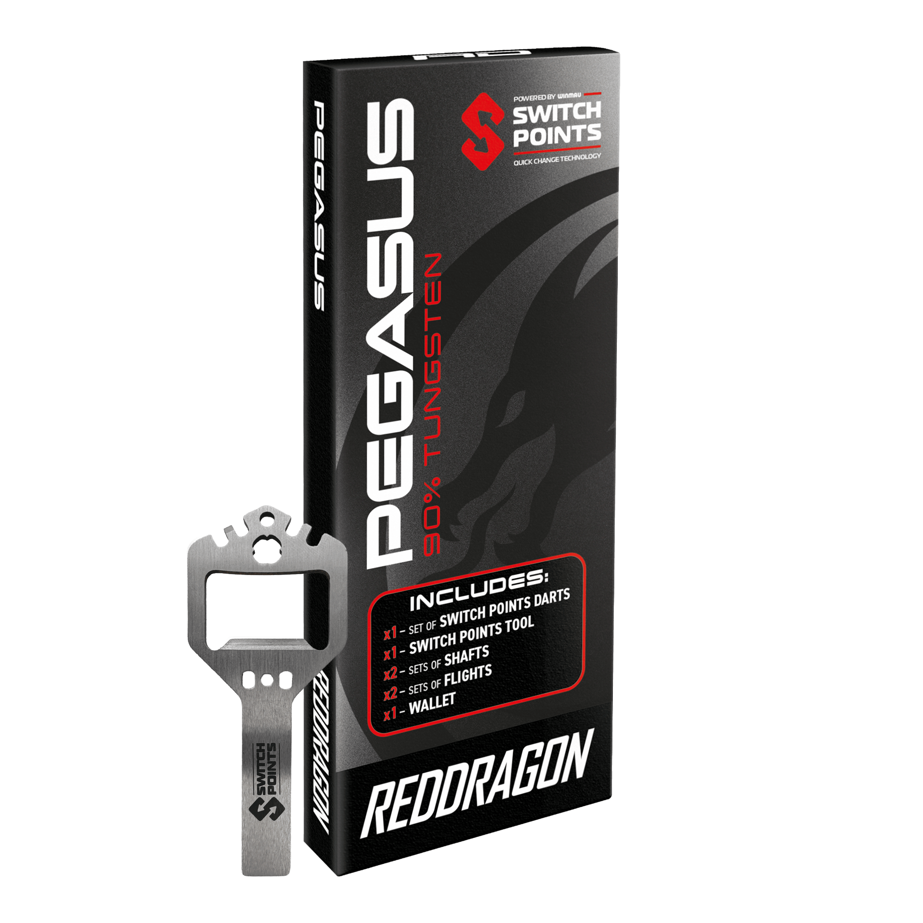 Ocelové šipky Red Dragon Pegasus Switch Point Das Bild zeigt die Red Dragon Pegasus Switch Point Steeldarts. Die Pfeile sind hochwertig verarbeitet und ideal für Turniere geeignet.