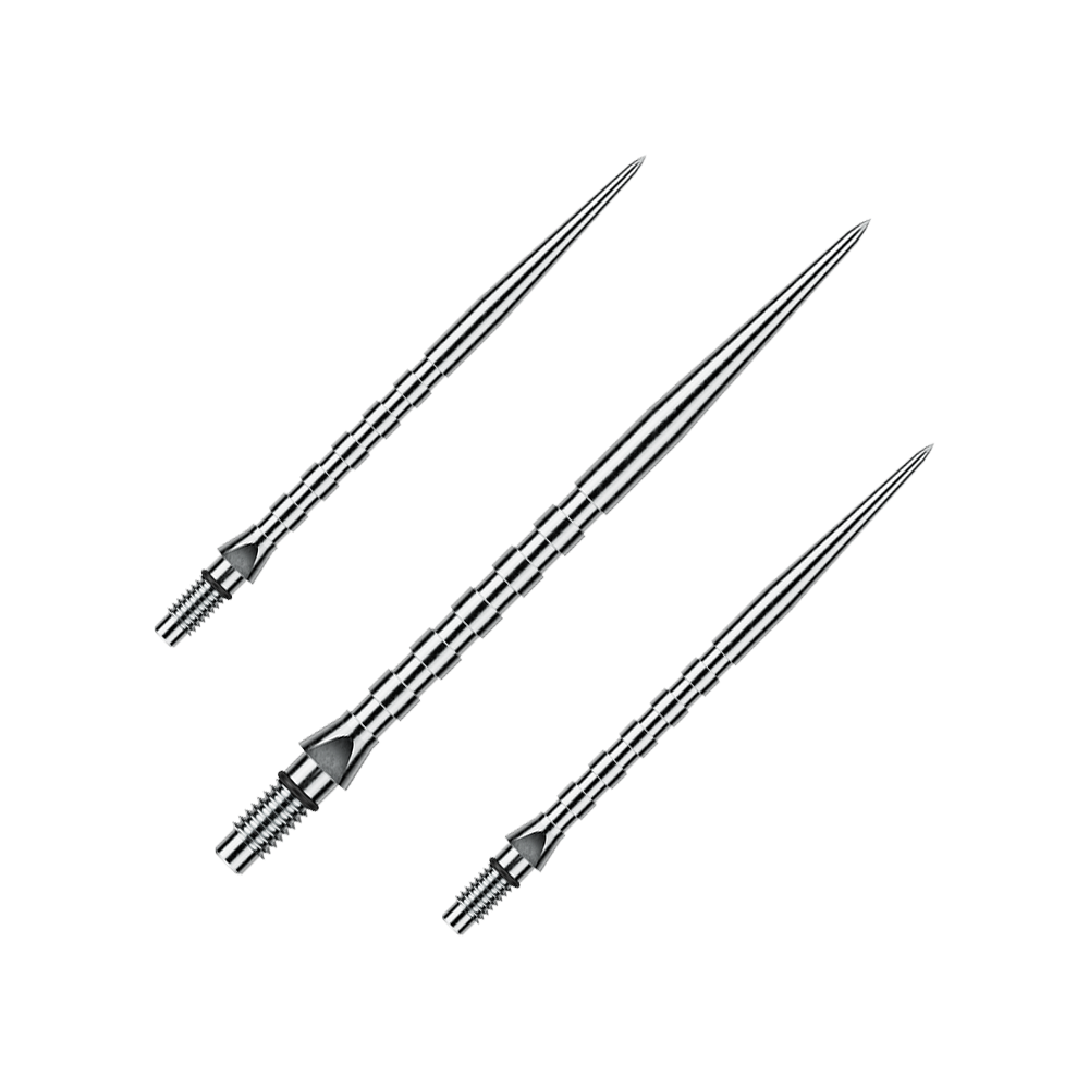 Ocelové hroty na šipky Winmau Switch Point Groove - stříbrný efekt Abgebildet ist ein Set von silbernen Winmau Switch Point Groove Steeldartspitzen, 40 mm lang. Es sind typische Ersatzspitzen für Steeldarts.