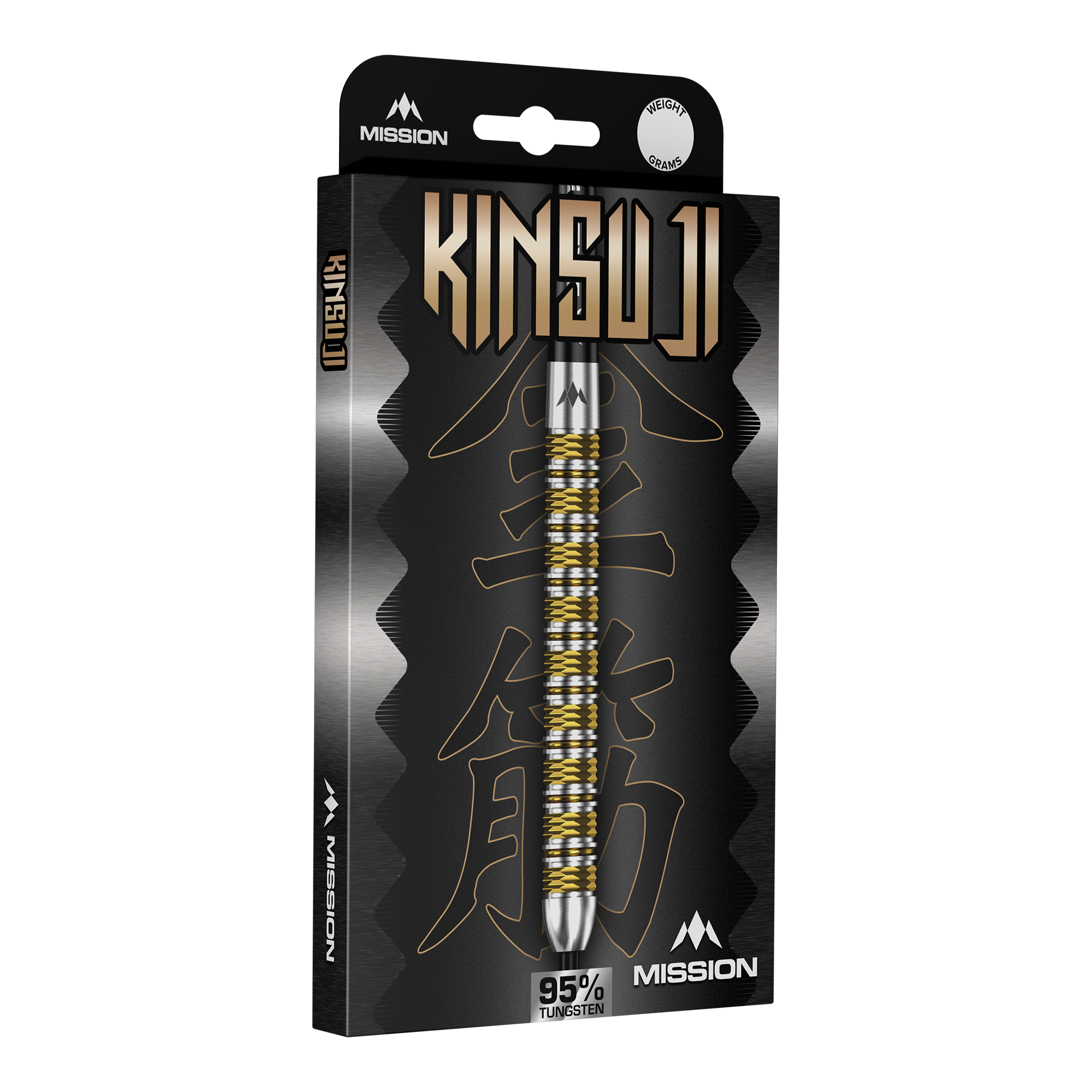 Mise Kinsuji Steeldarts Abgebildet sind die Mission Kinsuji Steeldarts. Der Dartpfeil ist aus nächster Nähe zu sehen.