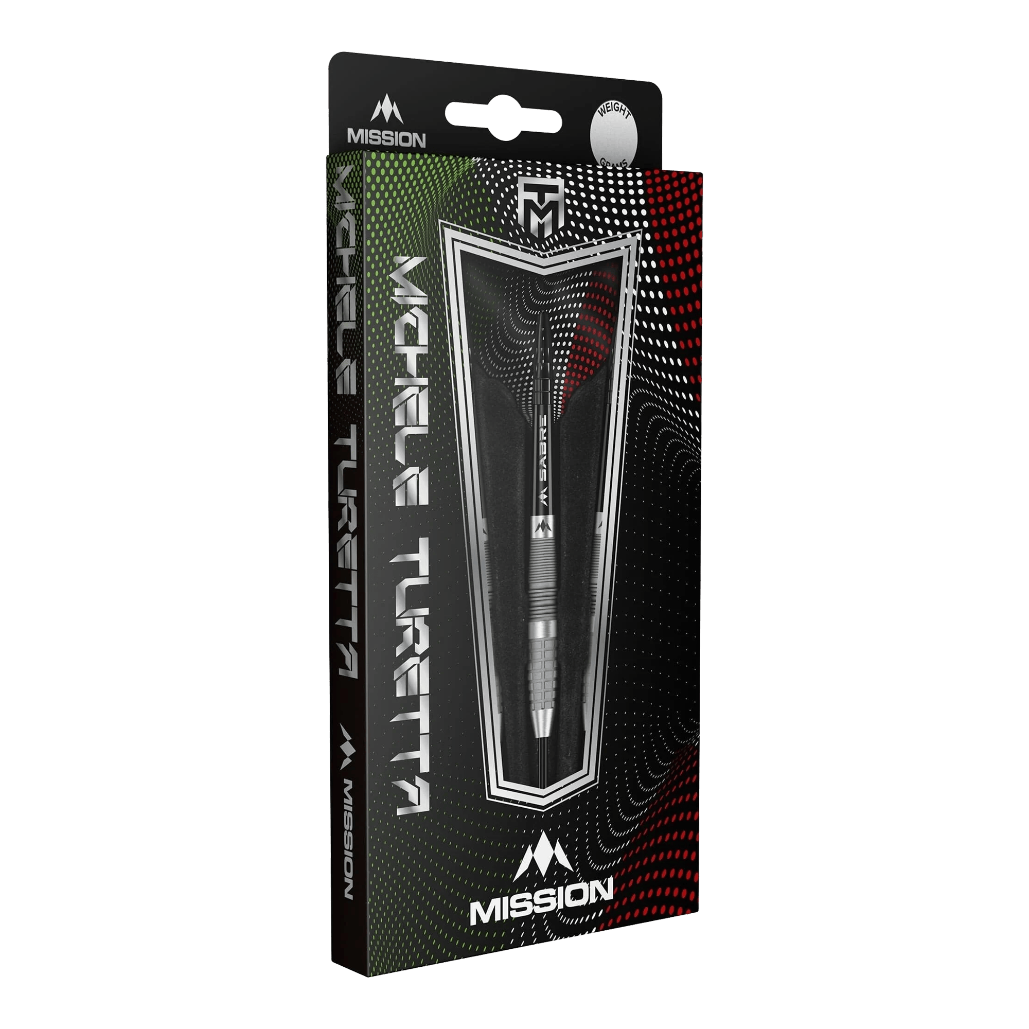 Die Mission Michele Turetta Sandblasted Steeldarts in 23g sind abgebildet. Die Dartpfeile verfügen über ein sandgestrahltes Design.