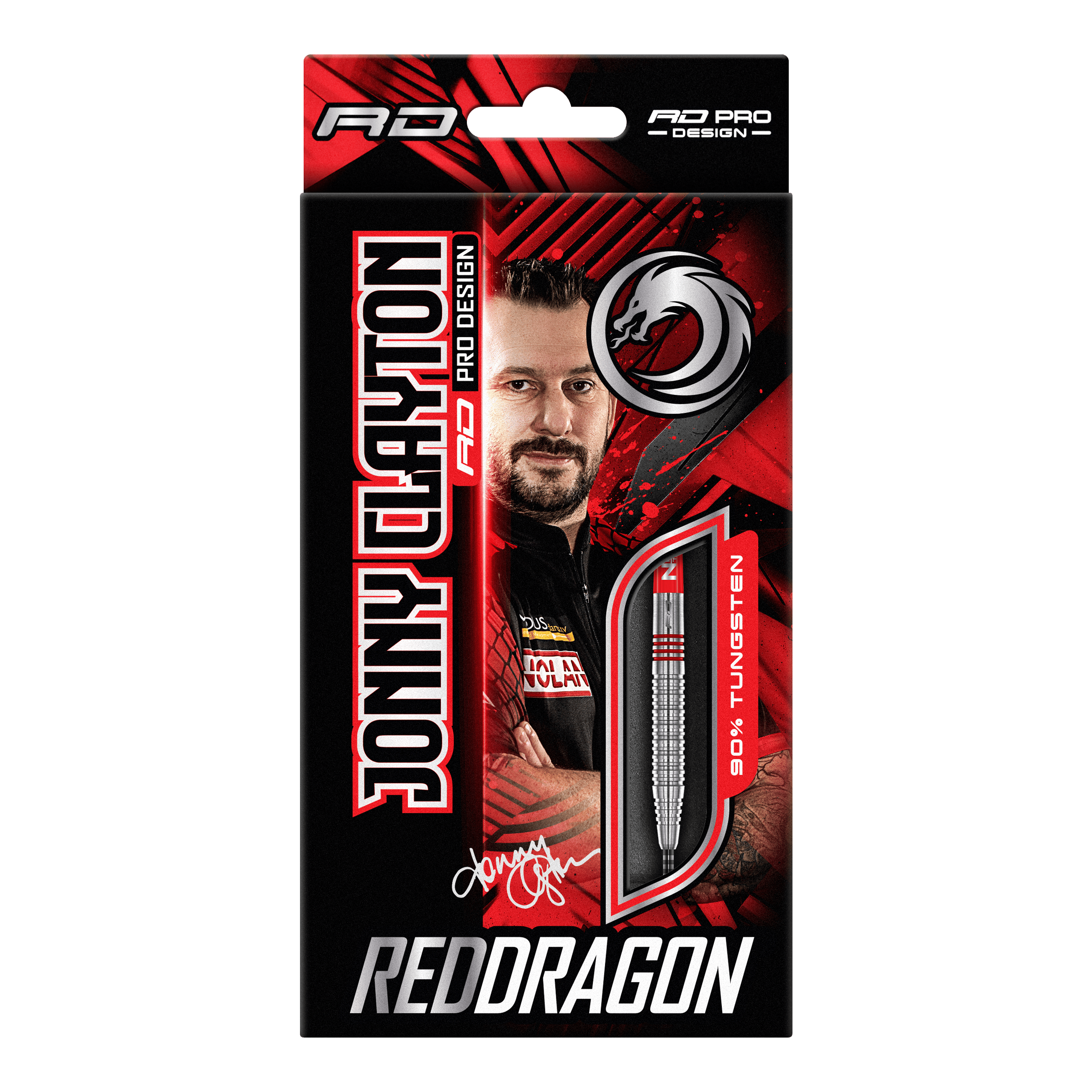 Zu sehen sind die Red Dragon Jonny Clayton Original 2 Steeldarts. Diese Darts wurden speziell für Jonny Clayton entworfen.