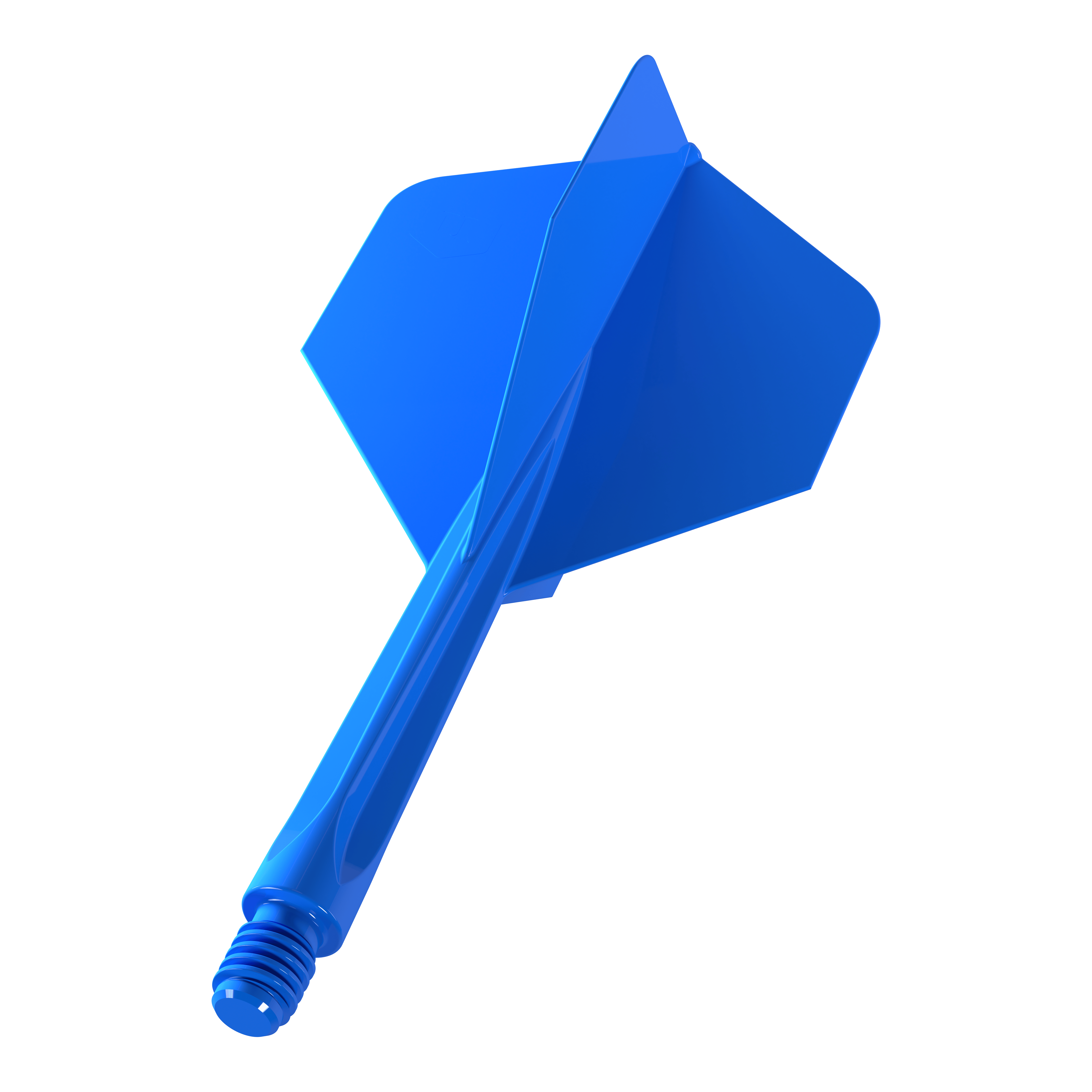 Unicorn Forge All In One Plus No2 Standard Flights Blue - Medium Auf dem Bild ist ein blauer Dartflügel mit integriertem Schaft zu sehen. Es handelt sich um das Produkt „Unicorn Forge All In One Plus No2 Standard Flights Blau - Medium“.