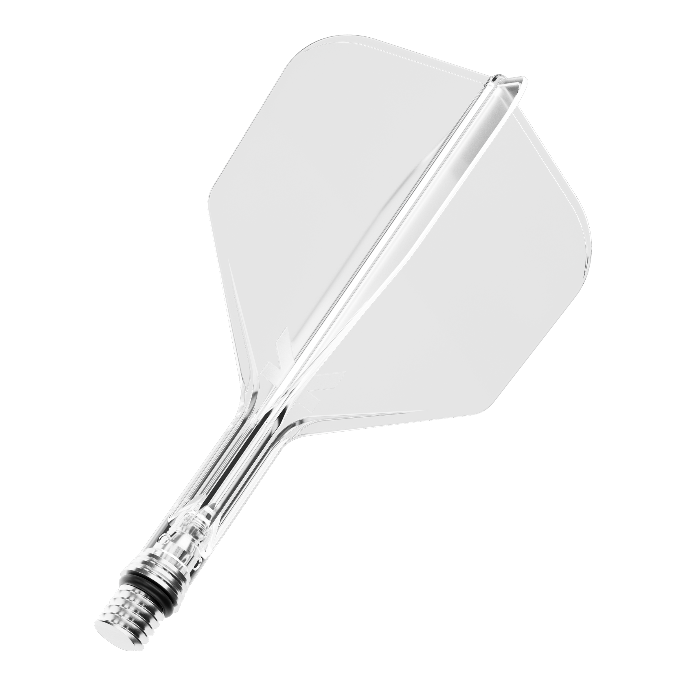 Ein Target KShift No6 Dart-Flight in klarer Ausführung, 19 mm lang. Das Produkt ist transparent und einzeln abgebildet.