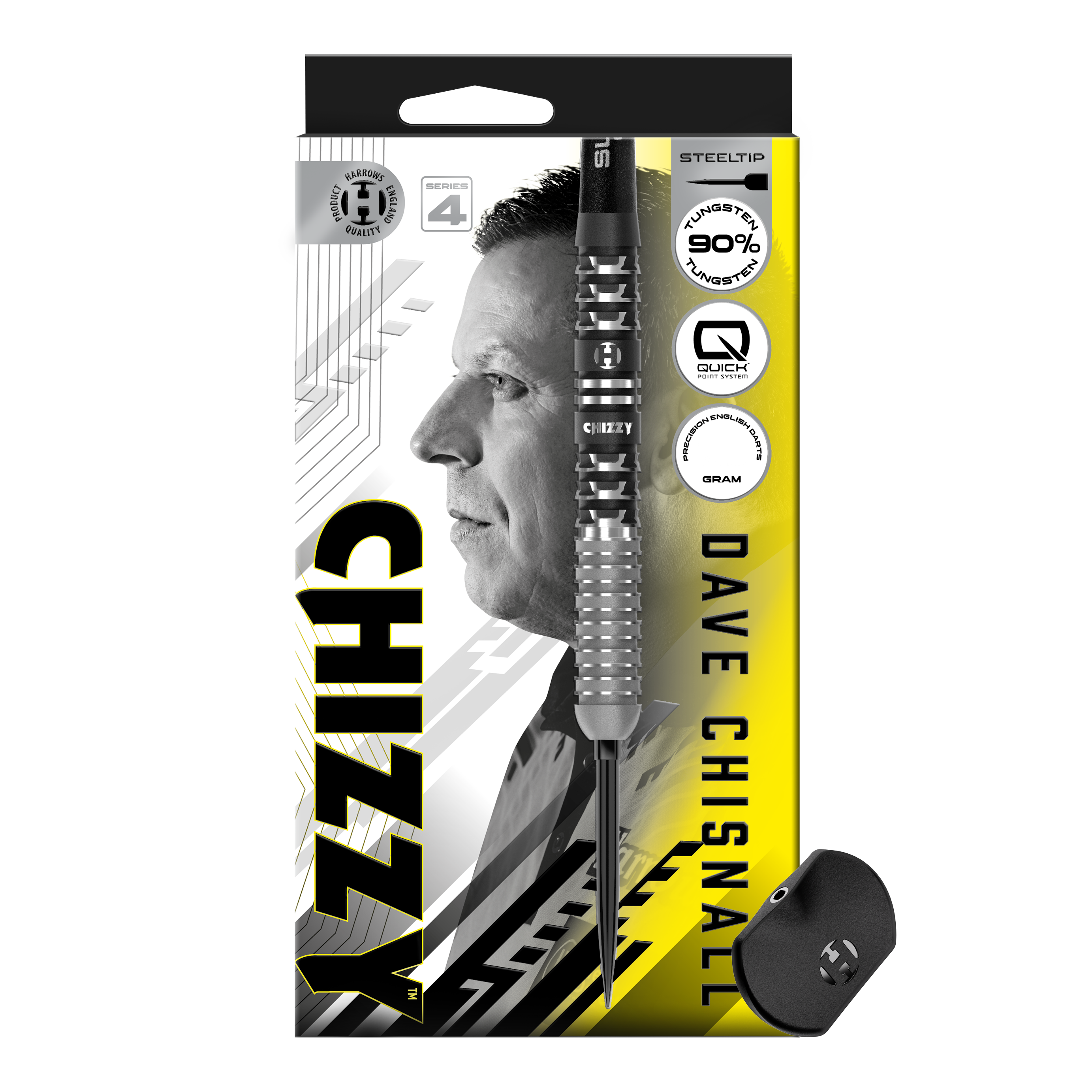 Harrows Dave Chisnall Chizzy Series 4 Quick Point Steeldarts Das Bild stellt die Harrows Dave Chisnall Chizzy Series 4 Quick Point Steeldarts dar. Diese Steeldarts sind auf maximale Leistung und Genauigkeit ausgelegt.