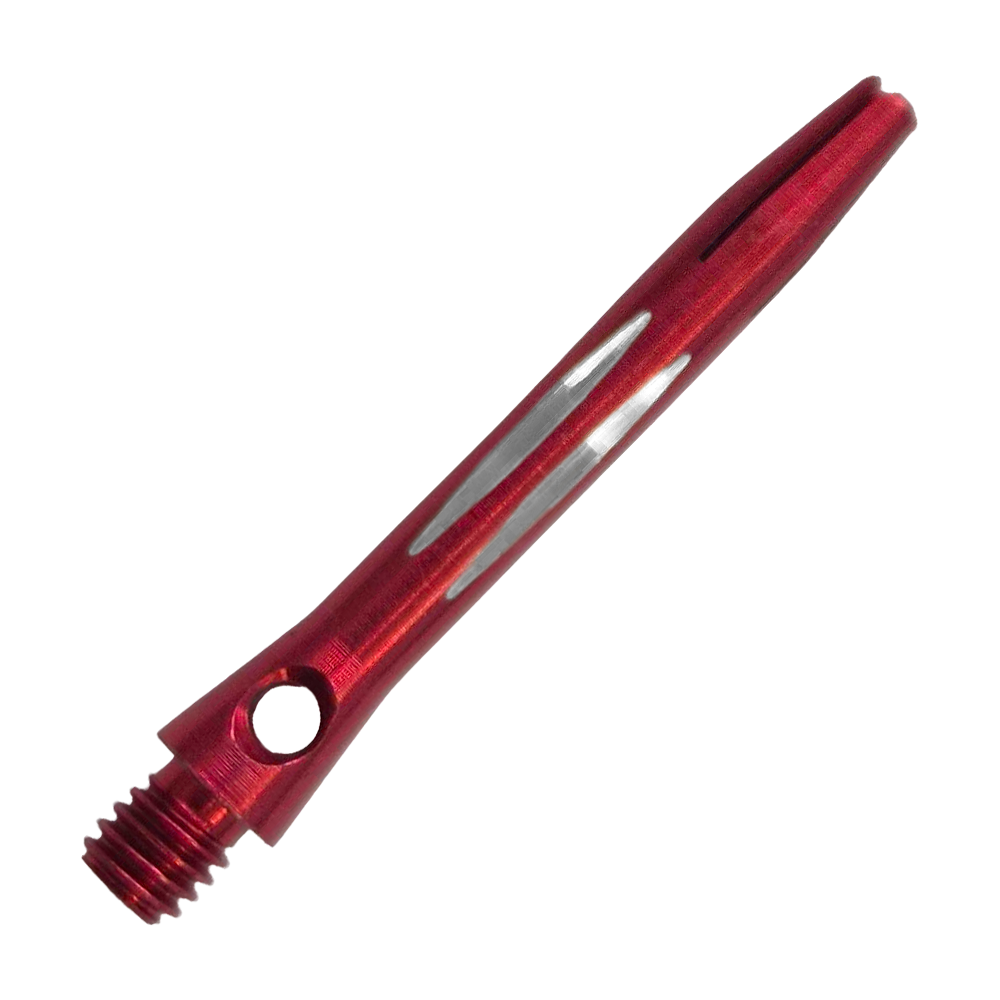 Zu sehen ist der Diamond Cut Aluminium Shafts - Rot - 35mm. Der Schaft besteht aus rot lackiertem Aluminium und hat ein Diamantschliff-Design.