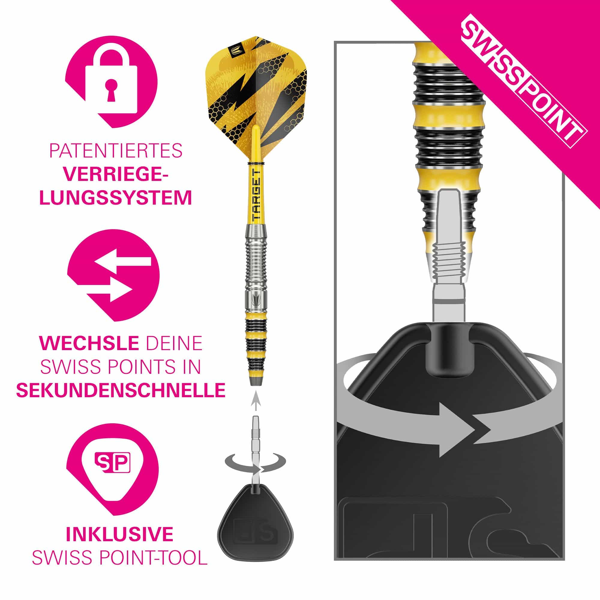 Ocelové šipky Target Buzz 03 Swiss Points Dies ist ein Bild von Target Buzz 03 Swiss Points Steeldarts. Die Darts sind speziell für Präzision und Leistung entwickelt.