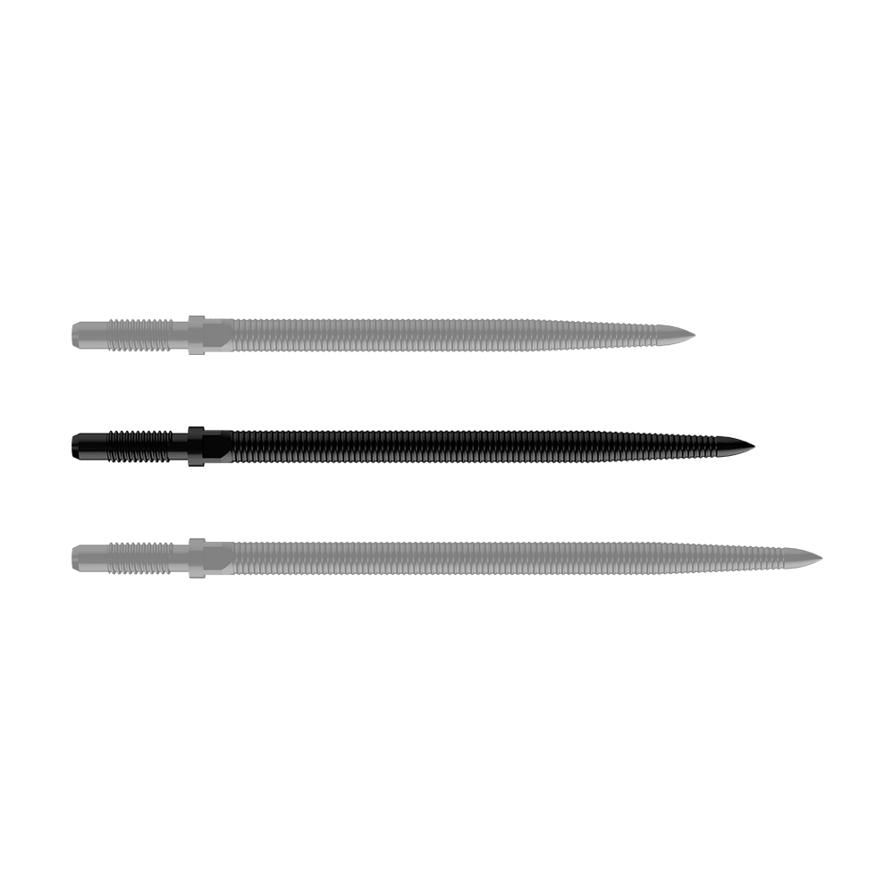 Špičky šipek Bulls NL Convertible Point - Micro Grip - černé Dargestellt ist eine schwarze Dartspitze, Modell MicroGrip in 36mm Länge. Das Produkt ist unter dem Dateinamen BU57705_BullsNL_Convertible_Points_MicroGrip_Schwarz_36mm_1 bekannt.