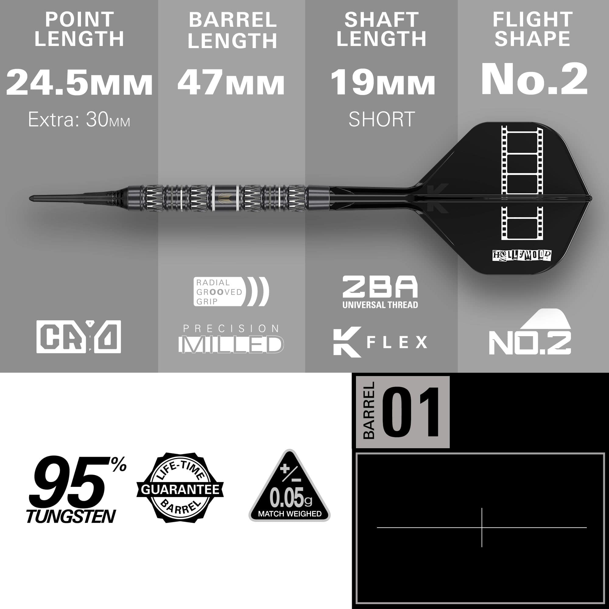 Šipky Target Chris Dobey 95K Soft - 18g Auf dem Bild sind die Target Chris Dobey 95K Softdarts - 18g zu sehen. Diese Softdarts zeichnen sich durch ihr elegantes Design und ihre Präzision aus.