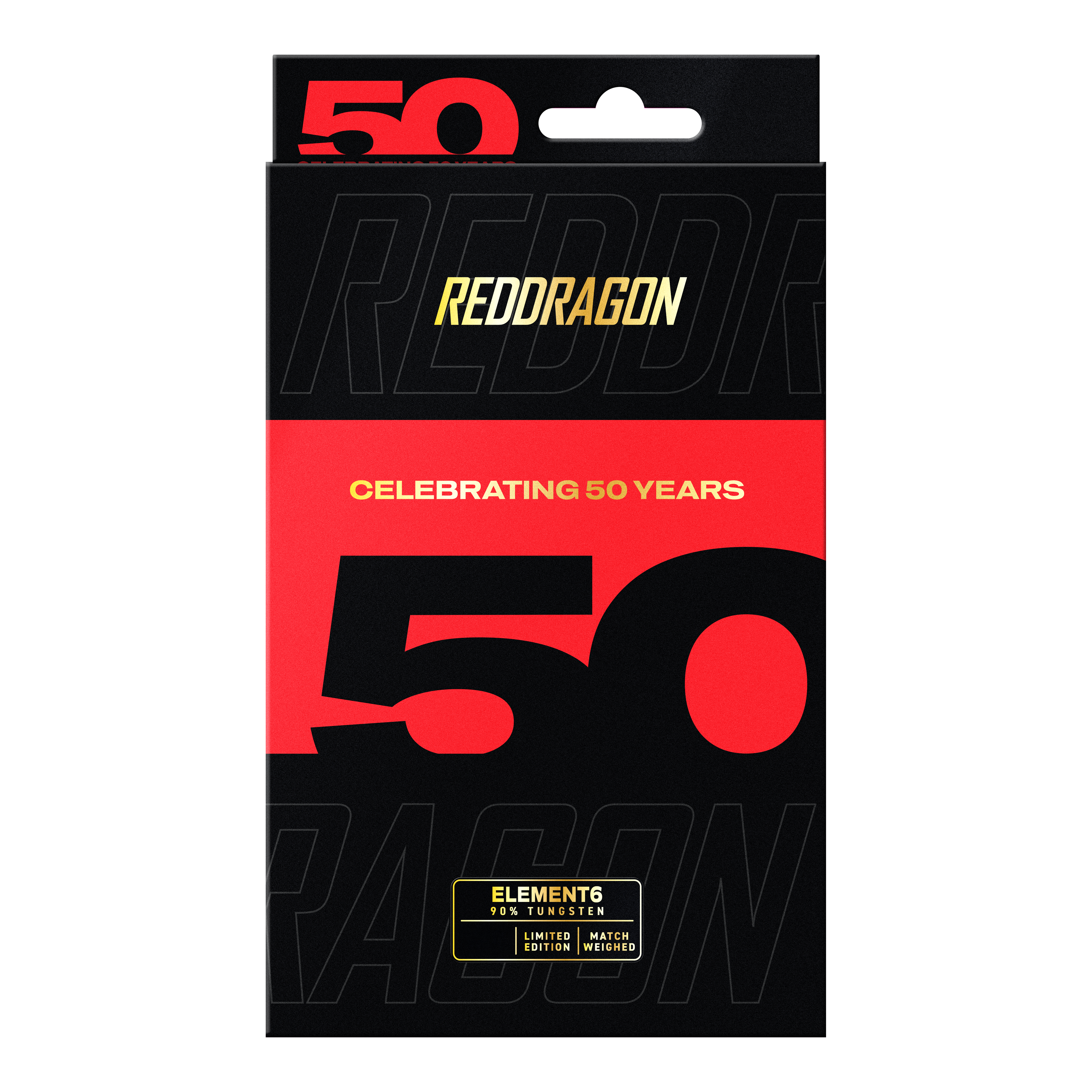 Ocelové šipky Red Dragon 50 Year Collection Element 6 C - 25g Red Dragon 50 Year Collection Element 6 C Steeldarts mit 25g Gewicht. Das Bild zeigt die Darts aus der limitierten 50 Jahre Kollektion.