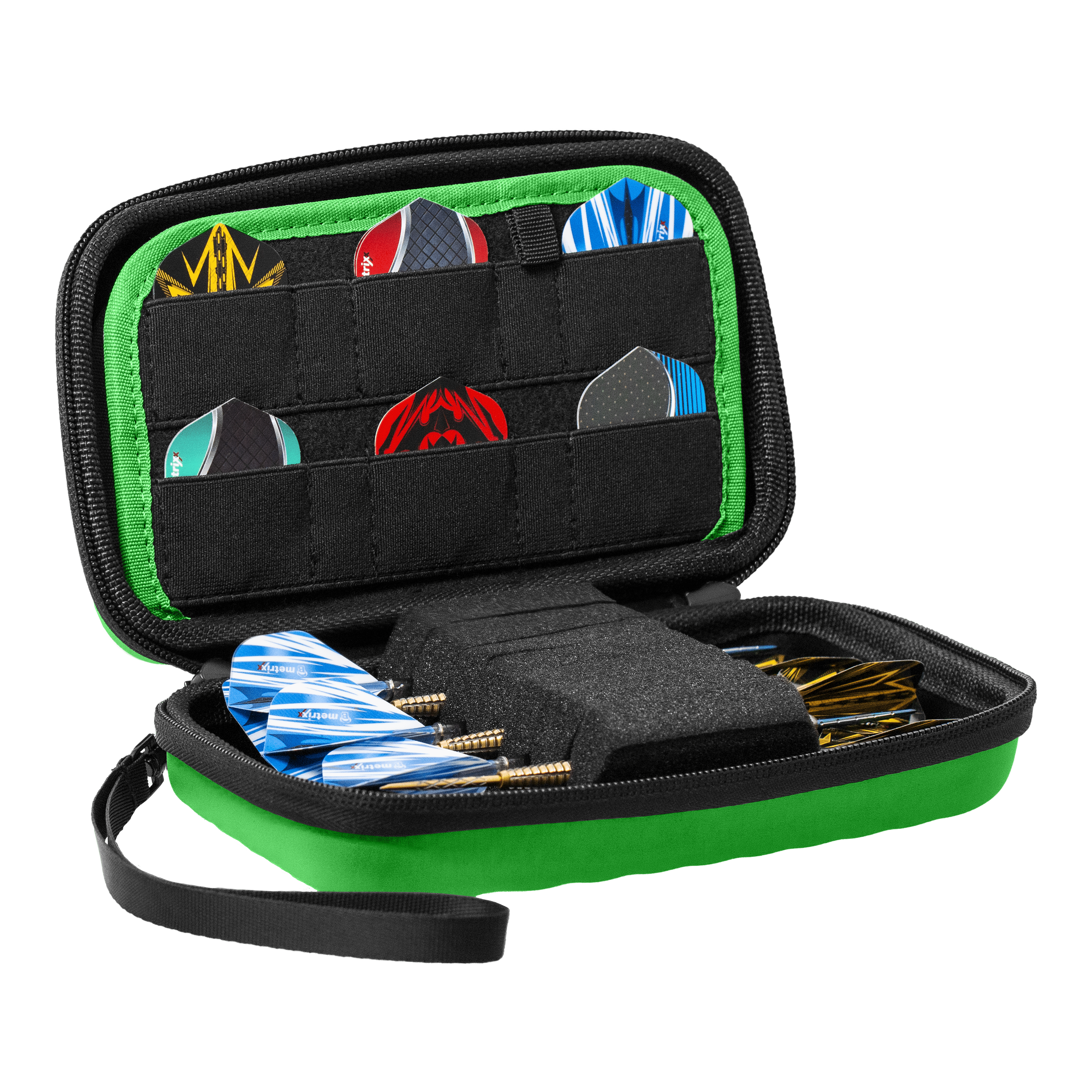 Pouzdro na šipky Bulls Orbis XL - zelené Das Bulls Orbis XL Dartcase in Grün ist auf dem Bild zu sehen. Es bietet ausreichend Stauraum für verschiedene Dartteile.