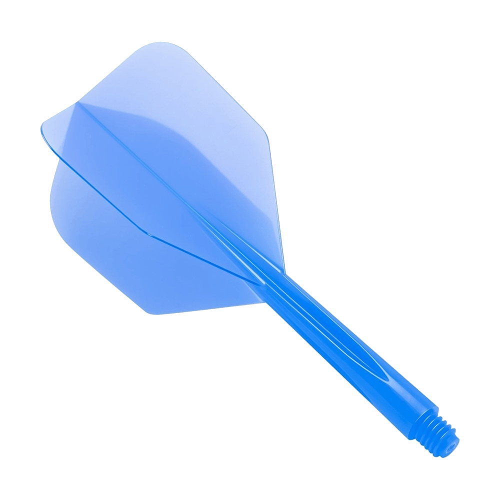 CO-0106_Condor_Zero_Stress_ClearBlue_Flight_System_Small_1 Das Bild zeigt das Produkt „Condor Zero-Stress Clear Blue Flight System Small“. Es ist ein kleiner, durchsichtiger blauer Dartflug mit Schaft.