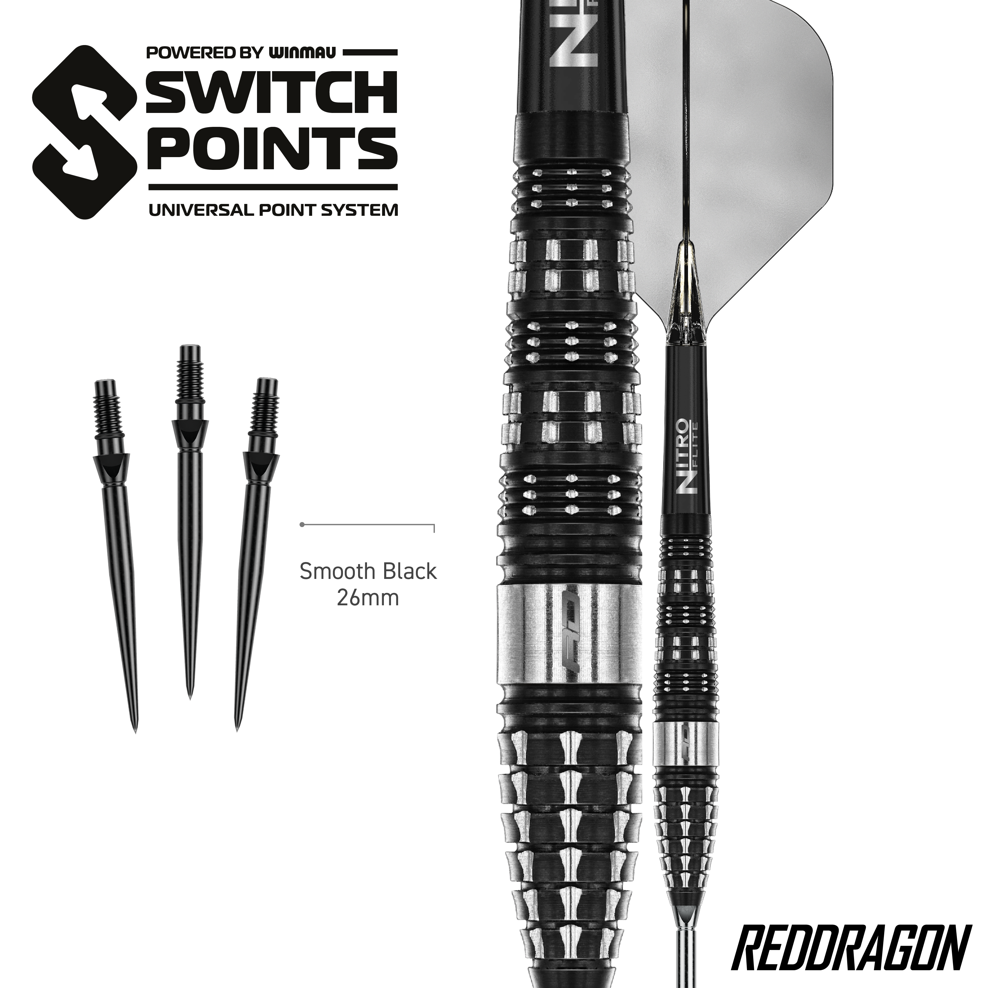 Ocelové šipky Red Dragon Recon Torpedo Switch Point Hier sind die Red Dragon Recon Torpedo Steeldarts - 23g abgebildet. Die Steeldarts werden in einer anderen Ansicht präsentiert.