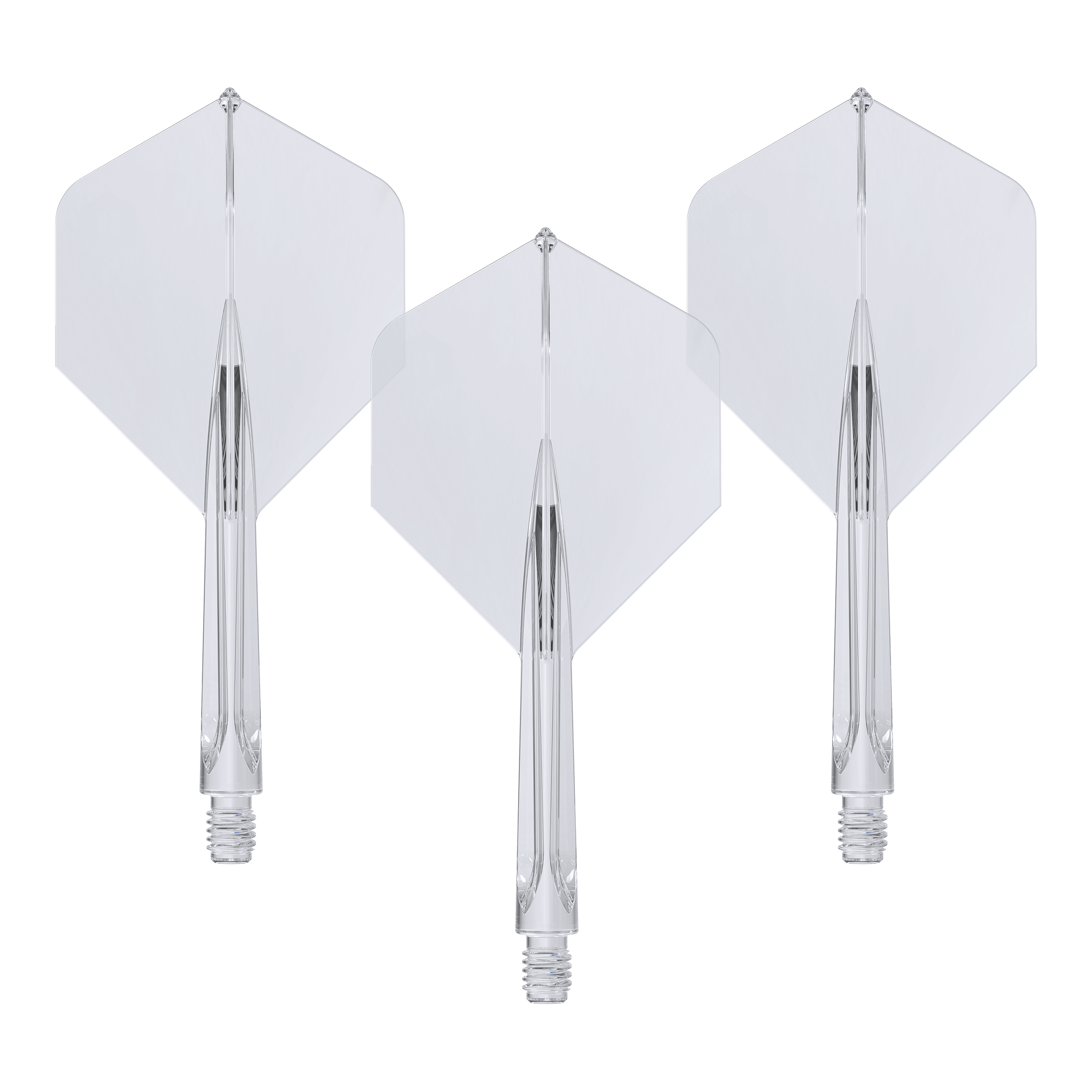 Unicorn Forge All In One Plus No2 Standard Flights čiré - střední Das Bild zeigt drei klare, mittellange Unicorn Forge All In One Plus No2 Standard Flights. Sie sind durchsichtig und haben eine integrierte Flight- und Schaft-Konstruktion.