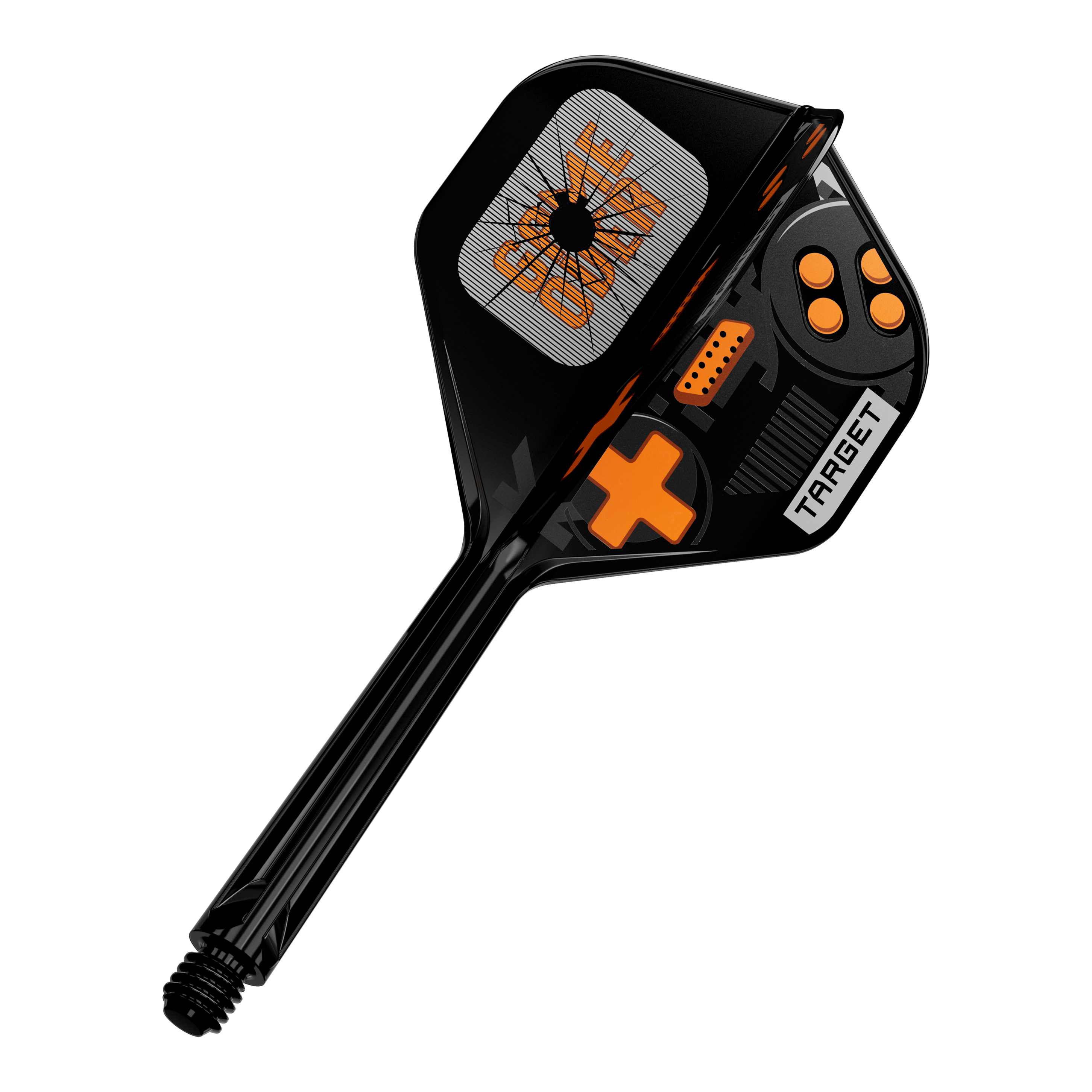 Standardní letky Target K-Flex Game Over No2 Abgebildet ist ein Produkt mit dem Namen 410581_Target_K-Flex_GameOver_No2_Standard_Flights_33mm_1. Es handelt sich um ein Zubehörteil für Darts, vermutlich ein Dart-Flight.