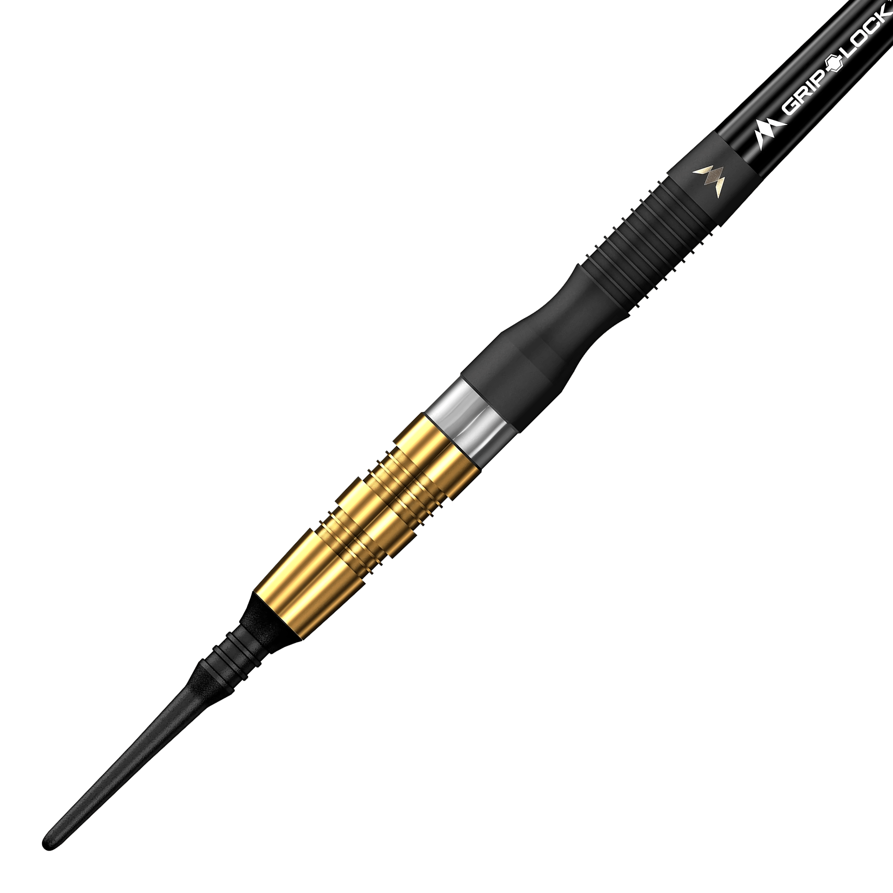 Das Bild zeigt einen Softdart mit schwarzer und goldener Farbgebung. Es handelt sich um das Modell "Mission Connor Scutt Sniper Black Gold Softdarts - 20g".