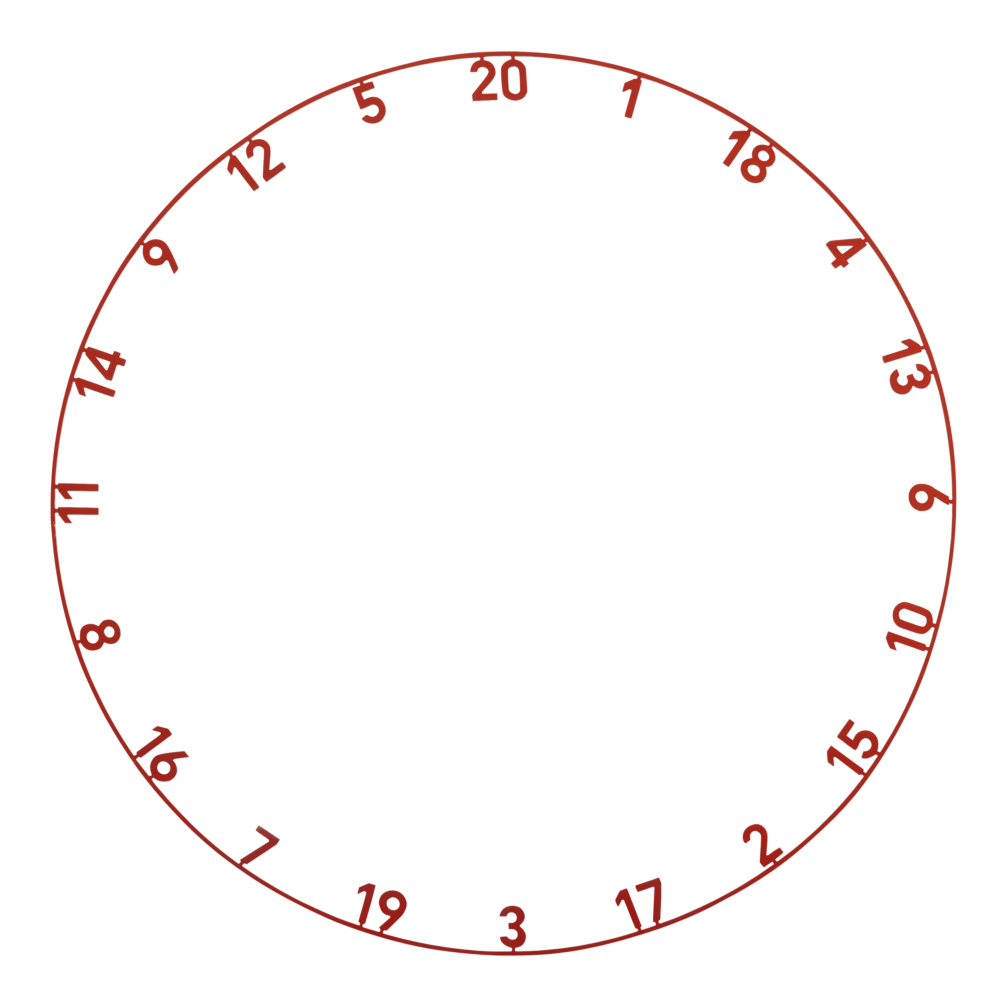 Přesný laserově řezaný prsten s číslem 180 z jednoho kusu Das Bild stellt das Produkt ONE1003_Precise180_OnePiece_Lasercut_Zahlenring_FadedRed_1 dar. Es handelt sich vermutlich um einen lasergeschnittenen Zahlenring in Rot für ein Dartboard.