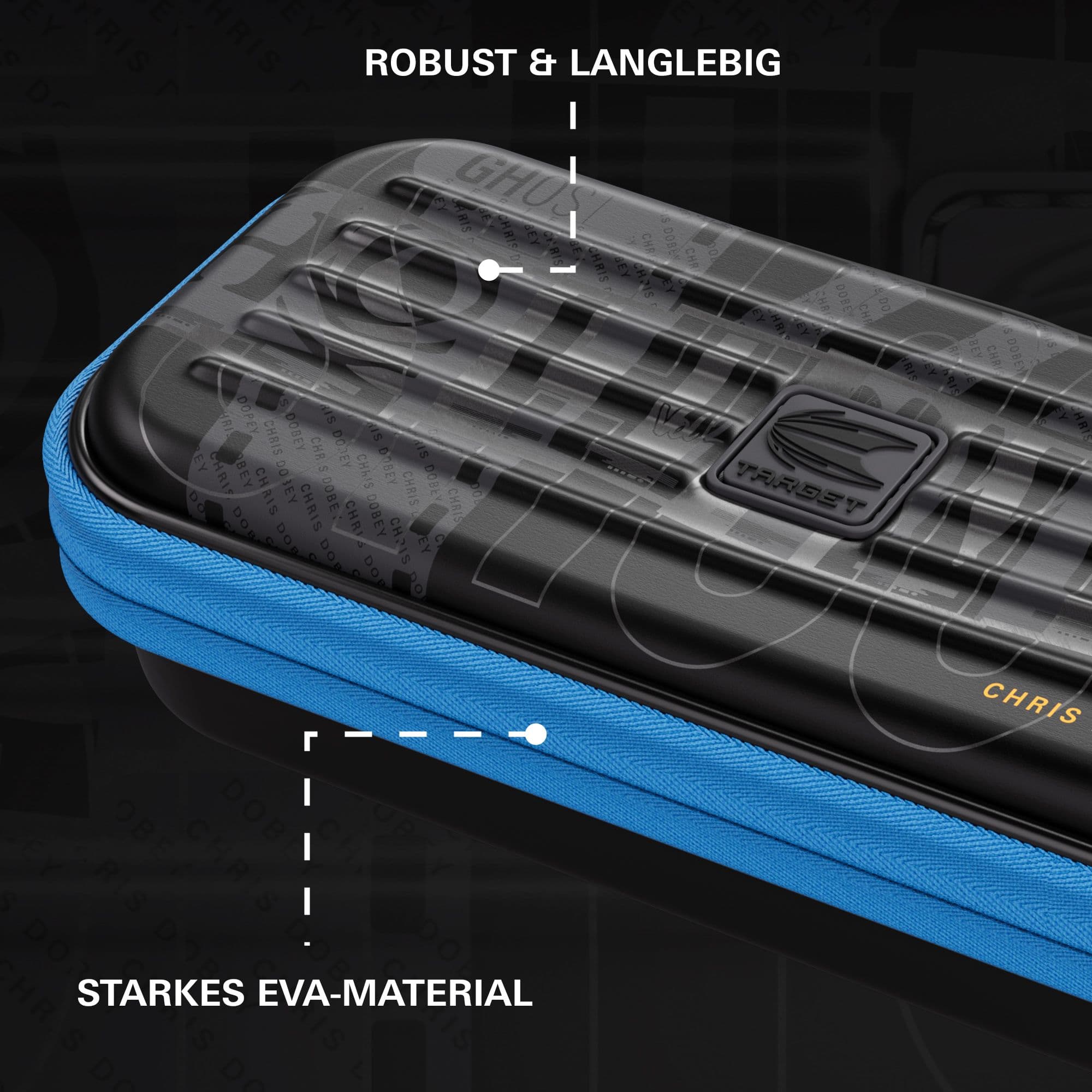 Pouzdro na šipky Takoma Ghost Series Chris Dobey Das Bild zeigt das Takoma Ghost Series Chris Dobey Dartcase. Es eignet sich ideal zum Aufbewahren und Transportieren von Darts.