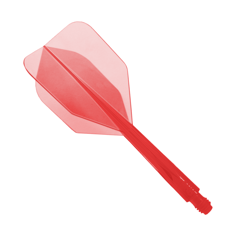 Systém letek Condor Ax Clear Red, malý - XL - 37,5 mm Das Bild zeigt ein rotes Dartflight-System mit integrierter Flight und Shaft. Es handelt sich um das Modell "Condor Axe Clear Red Flight-System Small - XL - 37,5 mm".