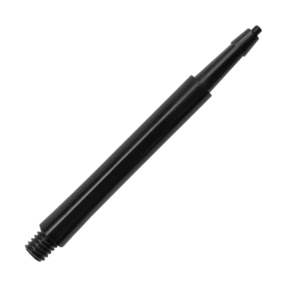 Das Bild zeigt einen schwarzen Harrows Clic Standard Shaft. Es handelt sich um ein Zubehörteil für Darts.