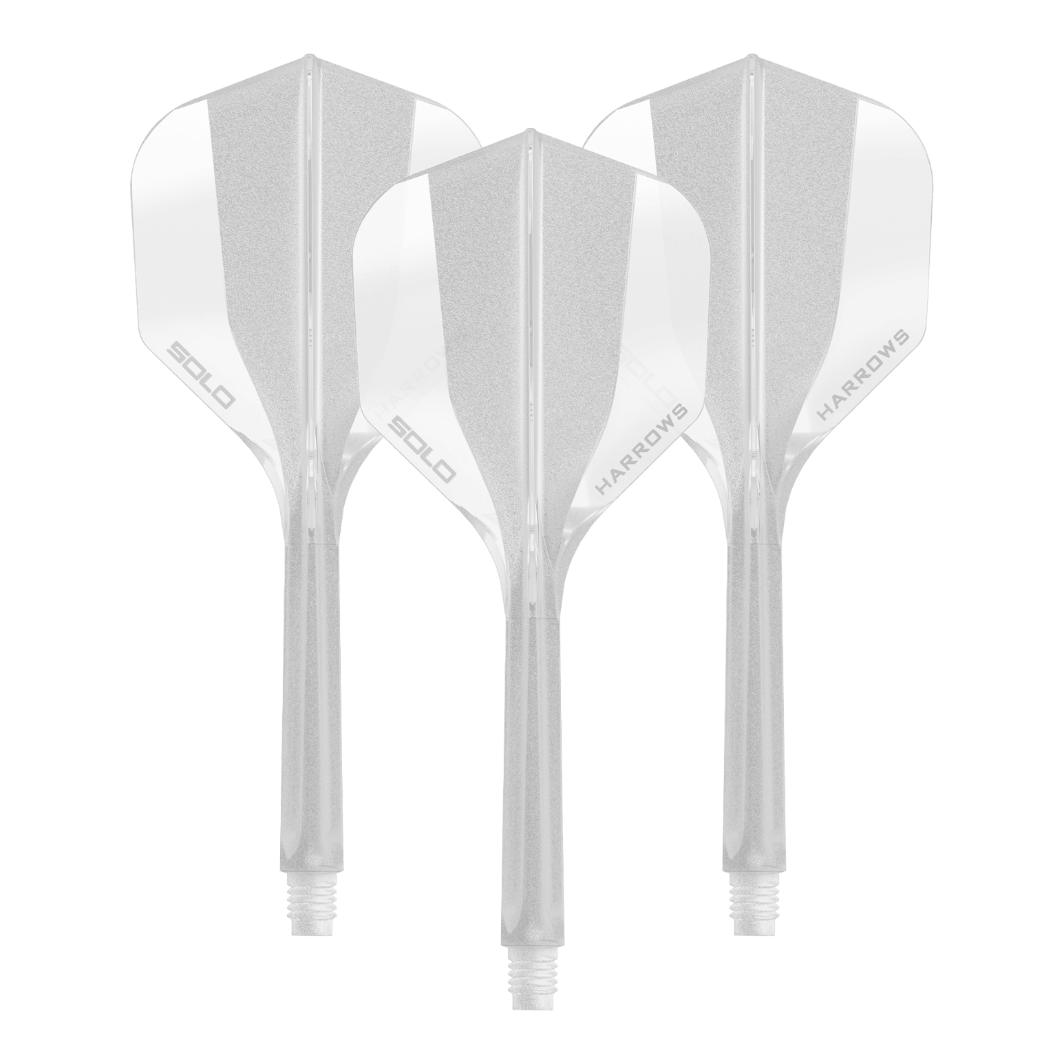 Systém letákové hřídele Harrows Solo No6 - čirý Ein transparentes Dart Flight Shaft System der Marke Harrows, Größe 35mm. Das Bild zeigt ein Set des No6 Solo Flight Shaft Systems in klarer Ausführung.