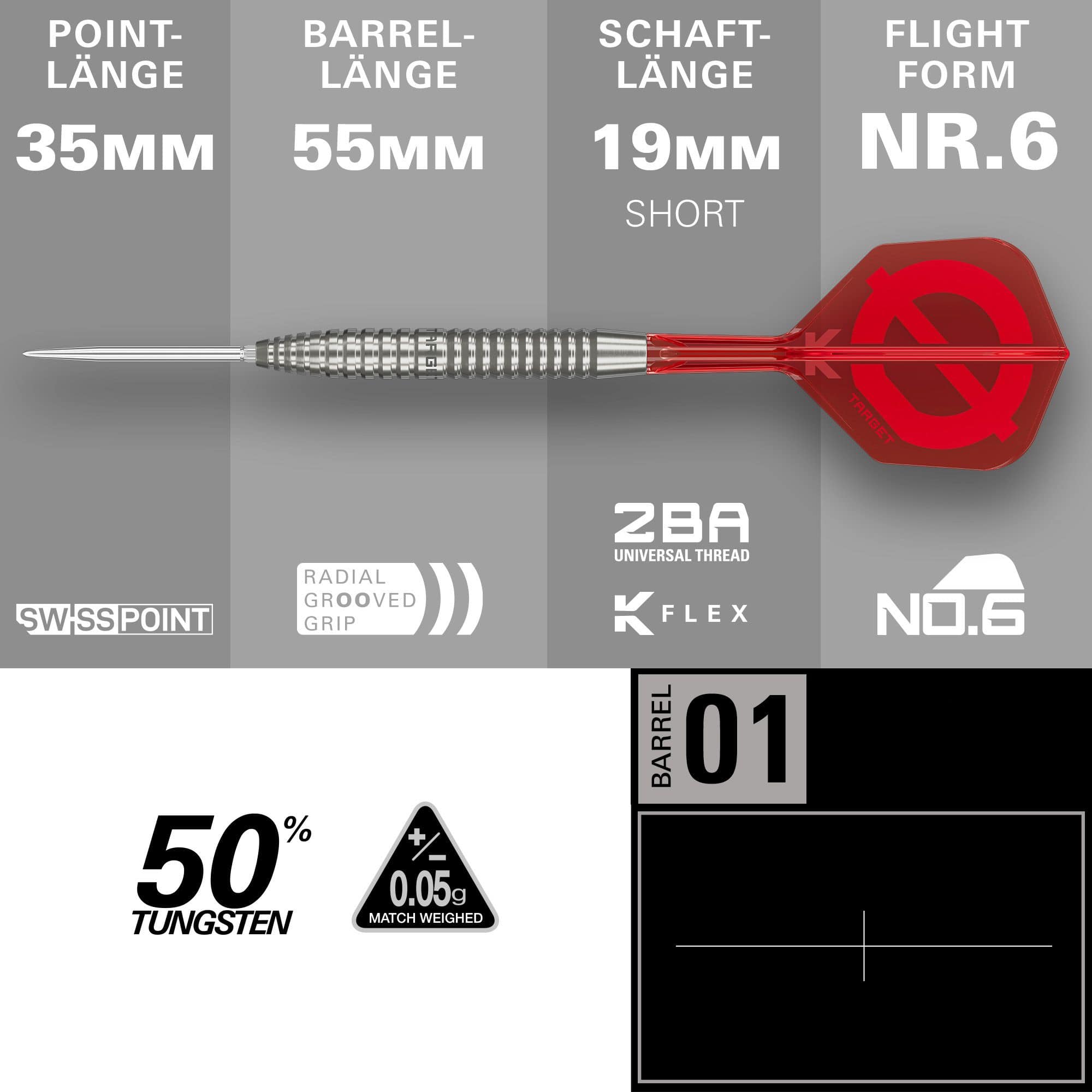 Ocelové šipky Target Group O 02 Swiss Points