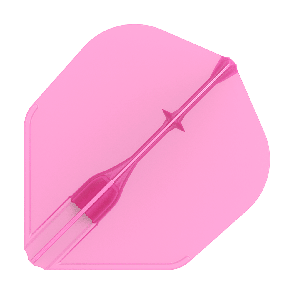 Lety L-L-Style3EZ Das Bild zeigt eine pinke Dart-Flügelfeder. Sie hat eine glatte Oberfläche und eine klassische Form.