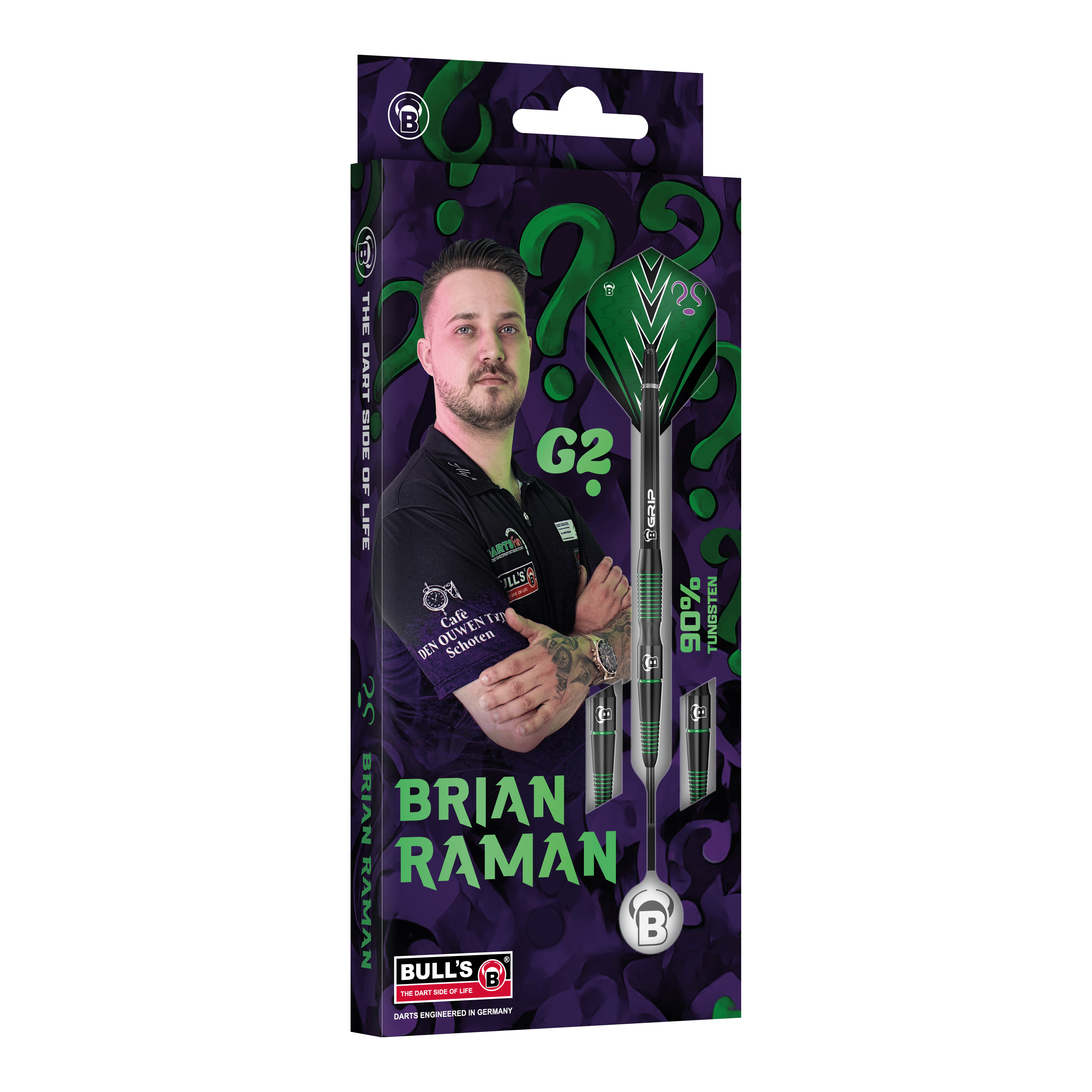 Ocelové šipky Bulls Brian Raman G2 Das Bild stellt die Bulls Brian Raman G2 Steeldarts dar. Dieses hochwertige Dartprodukt ist beliebt bei Spielern.